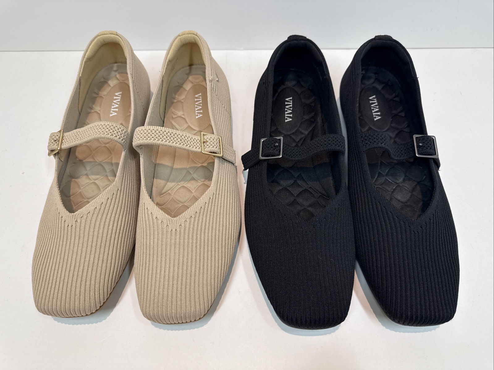 BUNDLE VIVAIA Margot Mary Jane Flats Black Tan Square Toe Womens Size EU 40 US 9