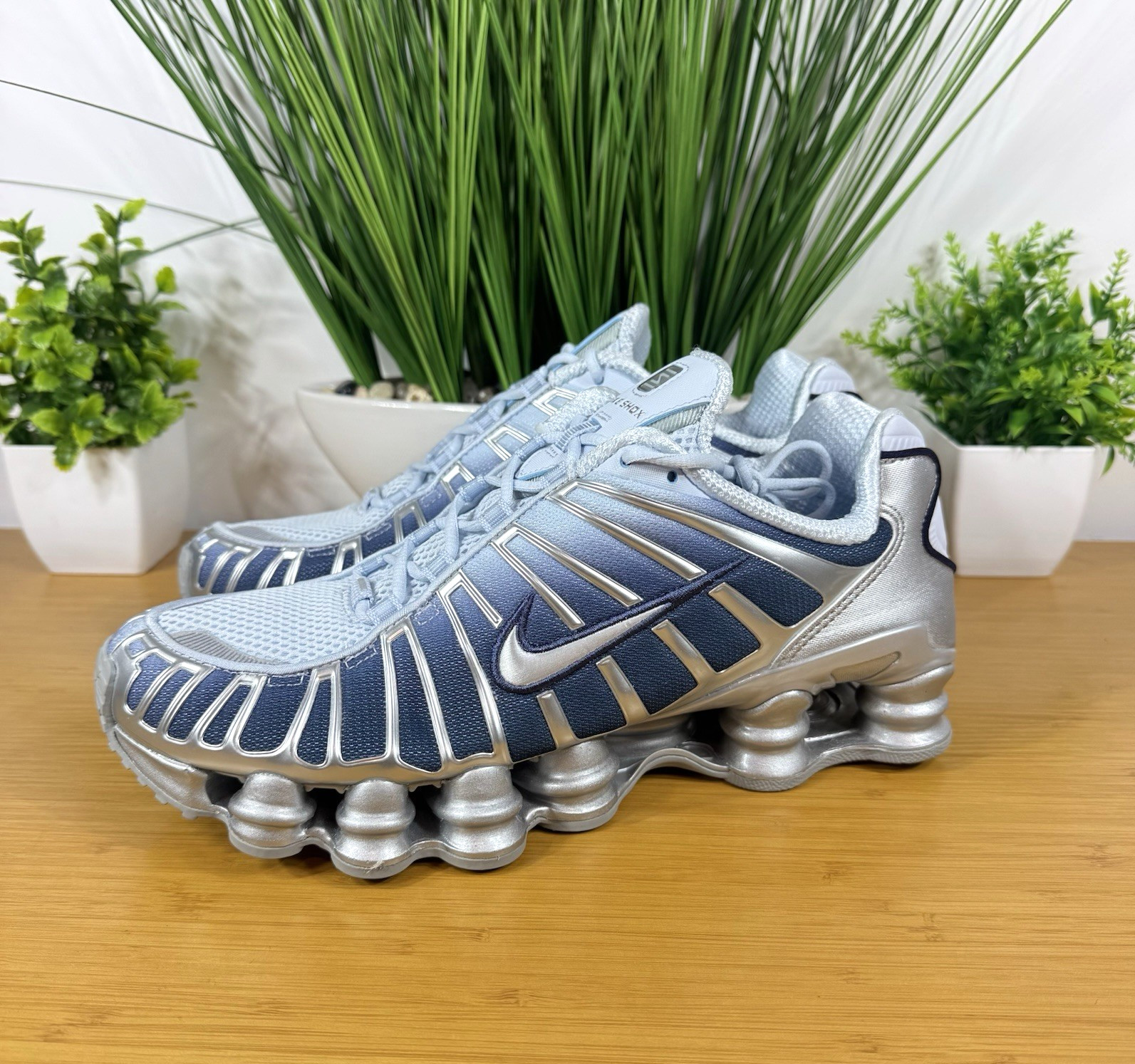 Nike Shox TL NBY Silver Blue Shoes IH1336-403 Womens Size 10/ Mens Size 8.5