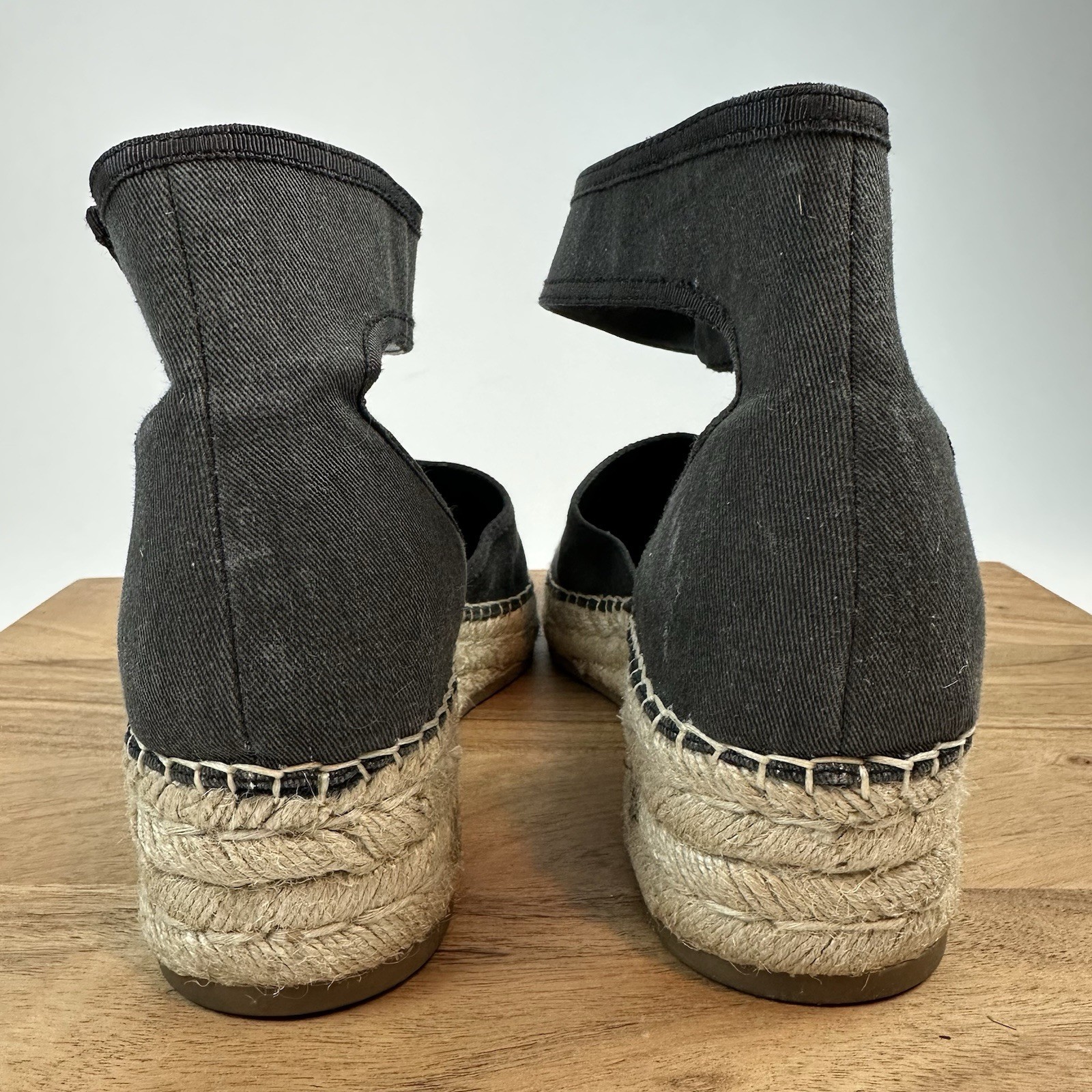 Womens Franco Sarto Bessa Brown Canvas Espadrille Wedge Sandals Size 11 M GUC