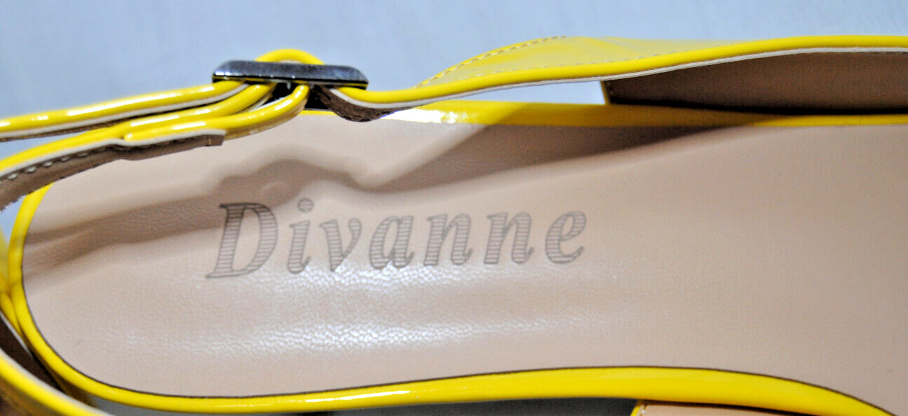 Divanne Womens Kitten Heel Slingback Closed Pointed-Toe Dress Shoes Yellow T2365