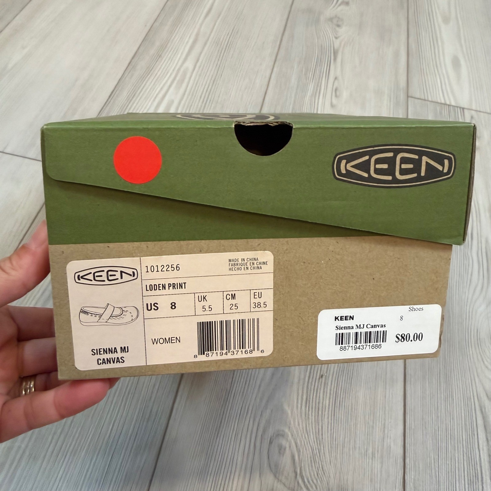 Keen Sienna MJ Canvas Loden Print Houndstooth Green Mary Jane Flats Womens 8 NEW