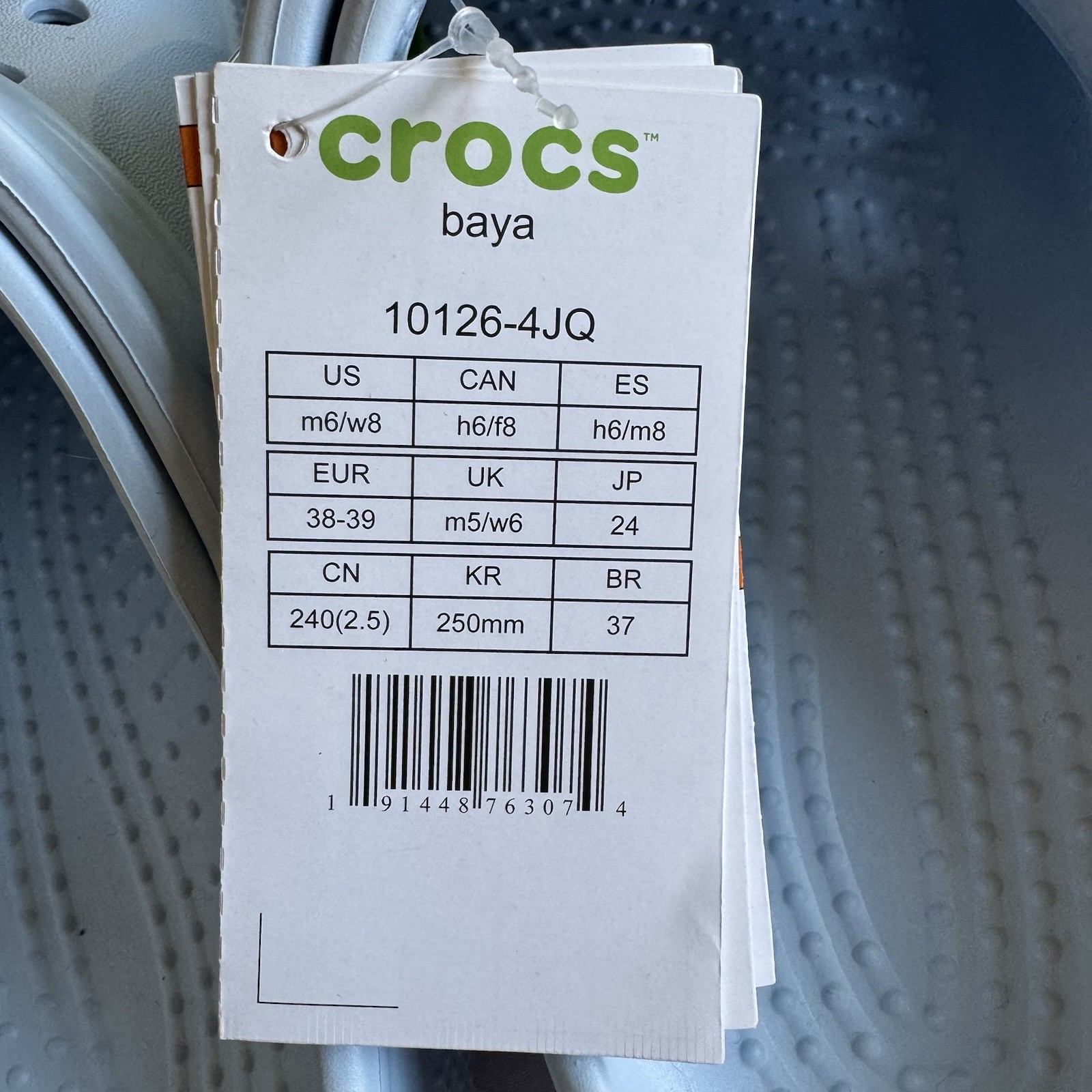 Crocs Baya Clogs Mineral Blue M6 W8 NWT Logo Lightweight Slip On Comfort Unisex
