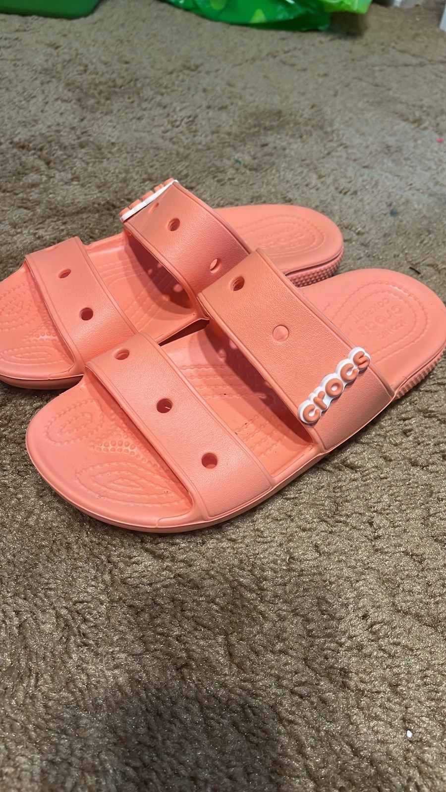 Crocs Classic Double Band Sandals Mens Sz 4 Womens Sz 6 Peach Slide Sandal