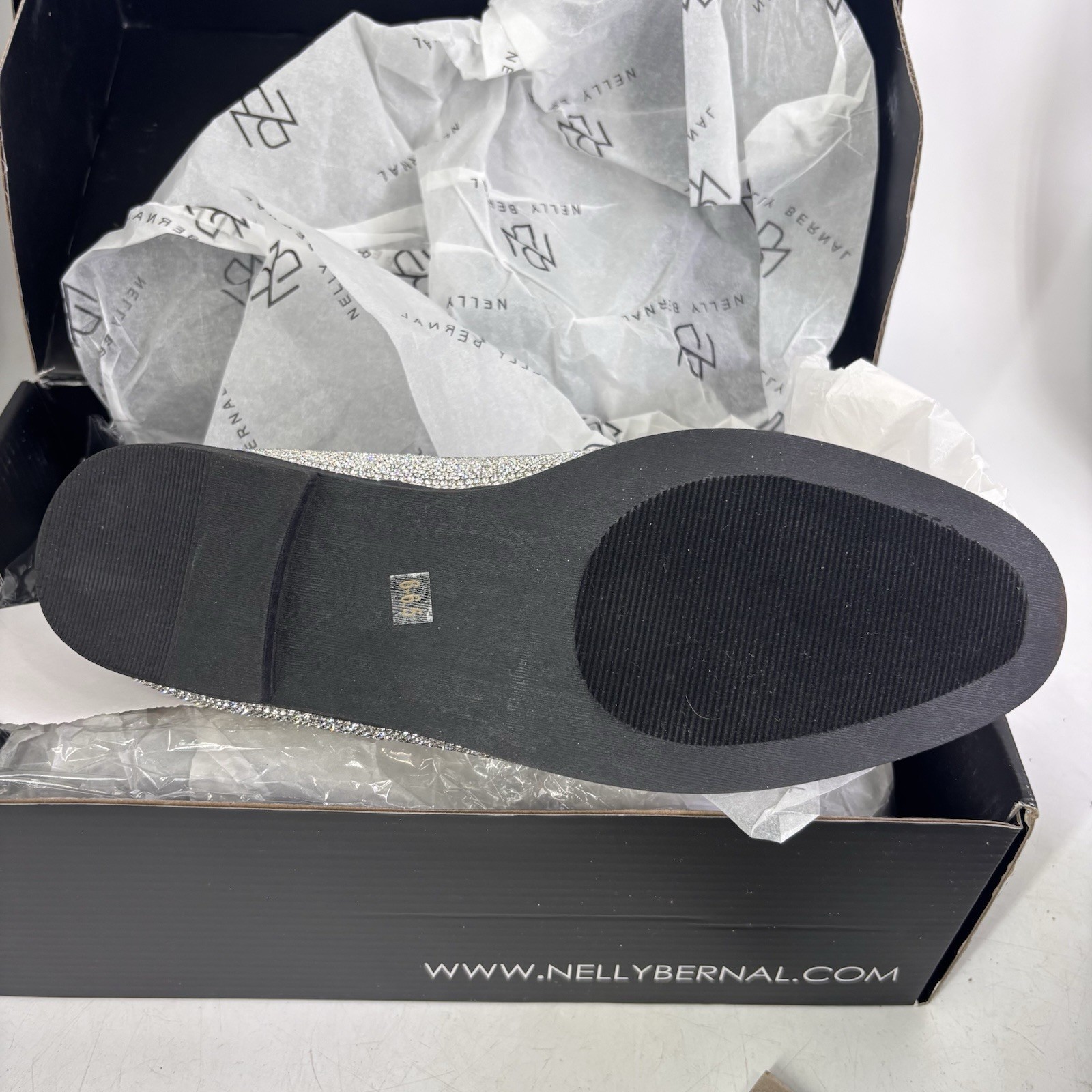 Disco Queen Silver Rhinestone Loafers Crystal Shoes Women’s Sz 6 – 6.5 NIB