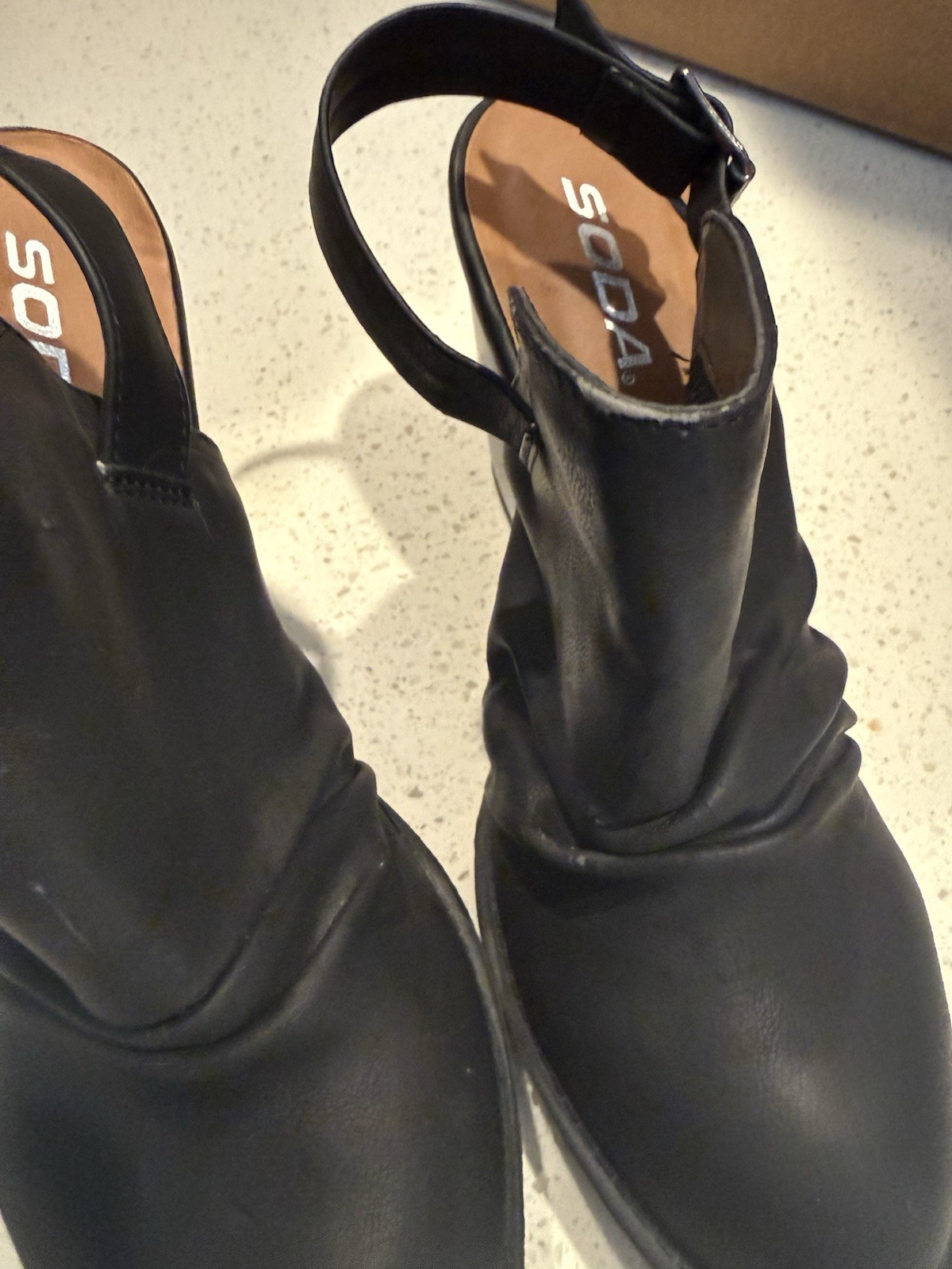 Women’s Soda Mule Color Black Size 7.5 Ankle Straps