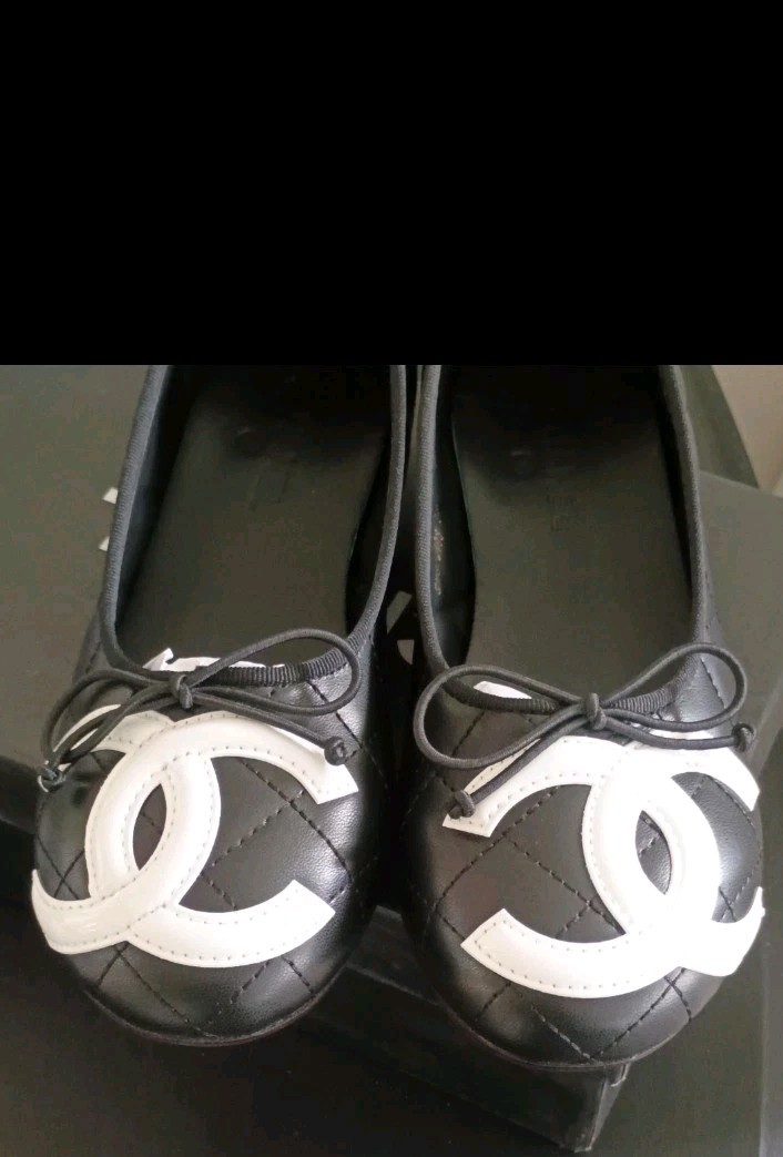 Chanel Cambon black white ballet slipper 7.5 new in box Authentic
