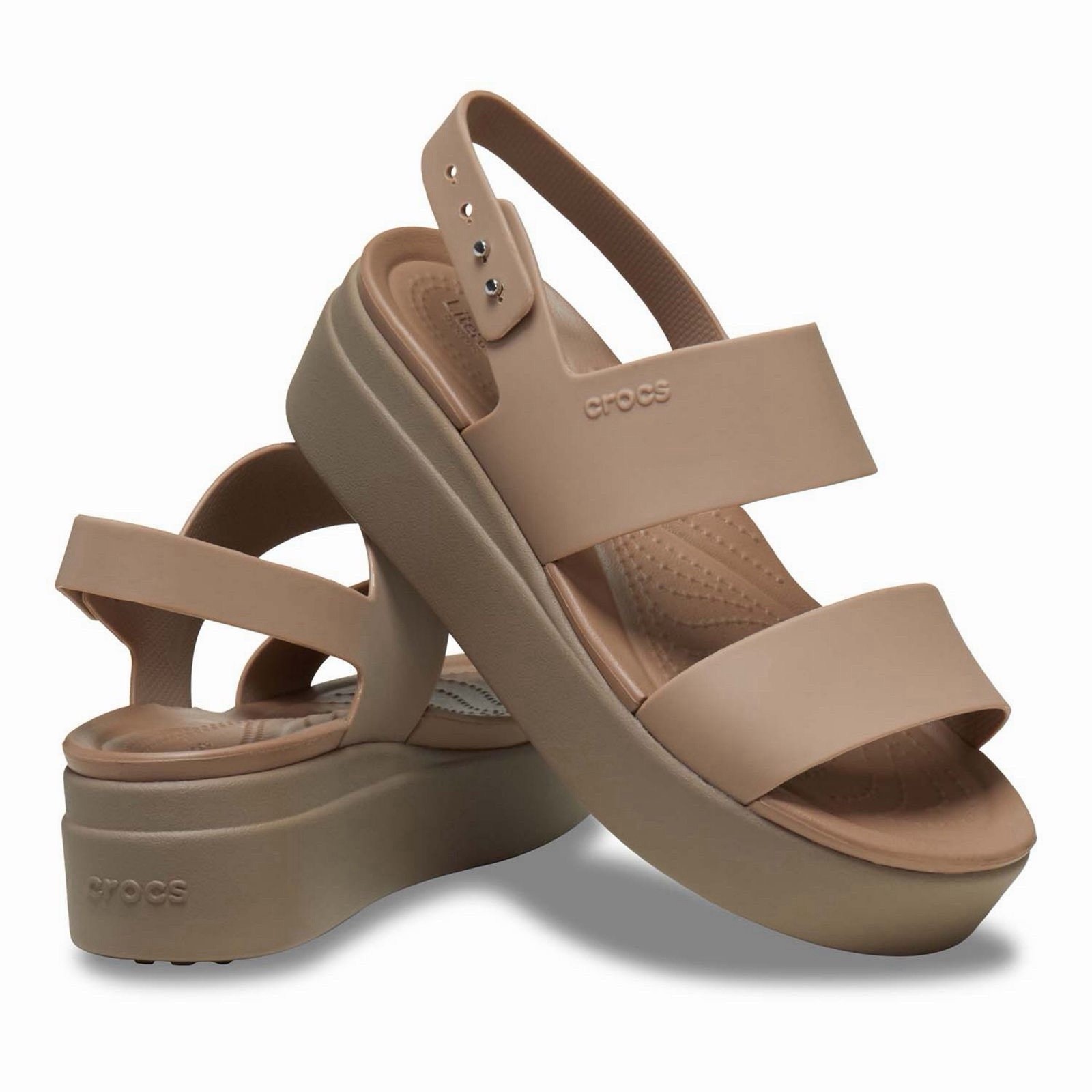 Crocs Brooklyn Low Wedge Cashew Sandals. Sz 9. NWT!