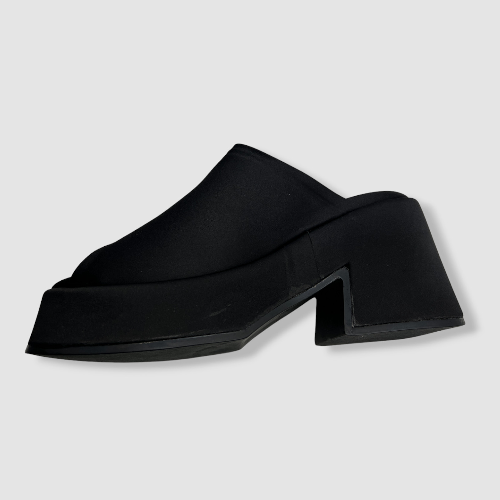 $395 Ganni Women’s Black Retro Recycled Platform Mule Sandal Shoes Size 39