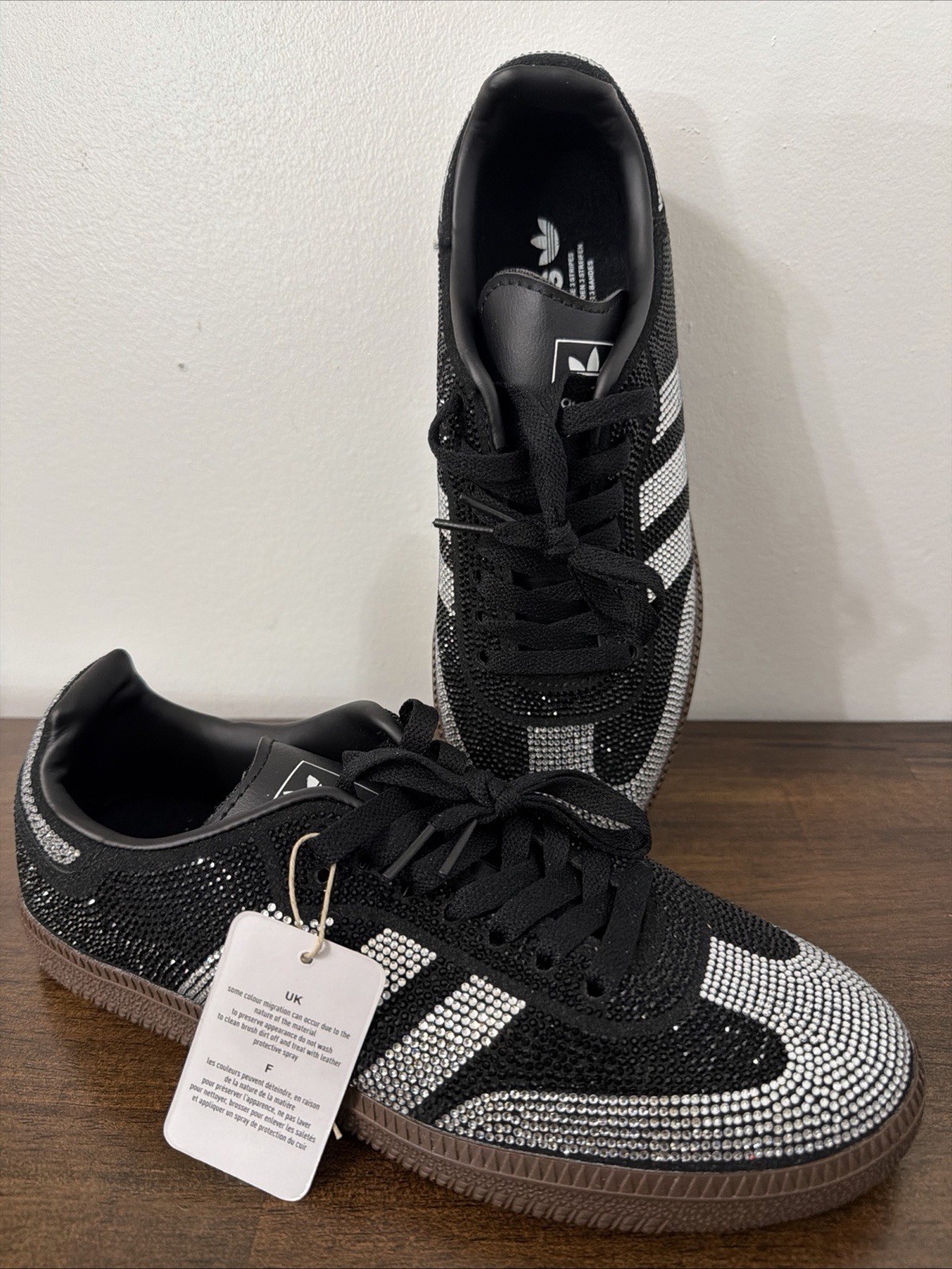 adidas Samba OG Sneakers Rhinestone Crystal Black Retro Originals Women Size 8
