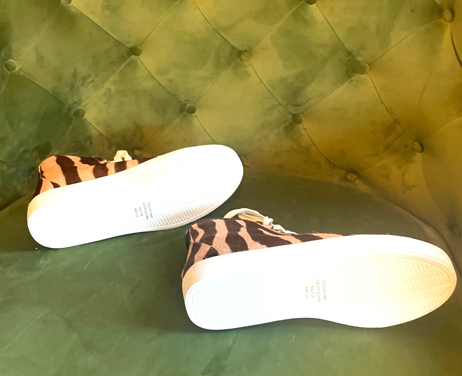 ANN TAYLOR REAL Calf Hair Fur ZEBRA LEOPARD HighTop SNEAKERS SZ 6.5 New w/o Box
