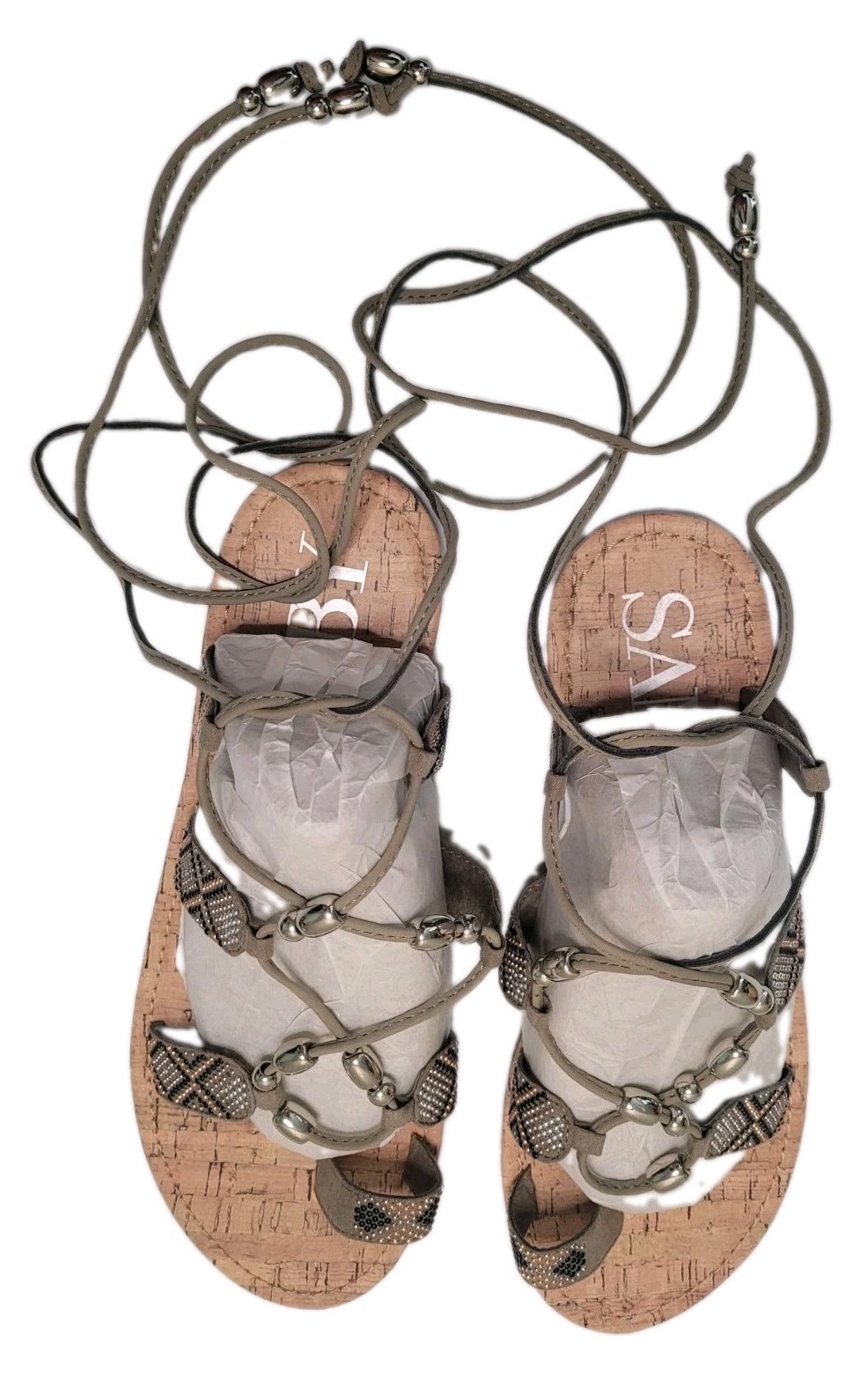 Sam & Libby Gladiator Sandals Beaded Thong Flat Size 9