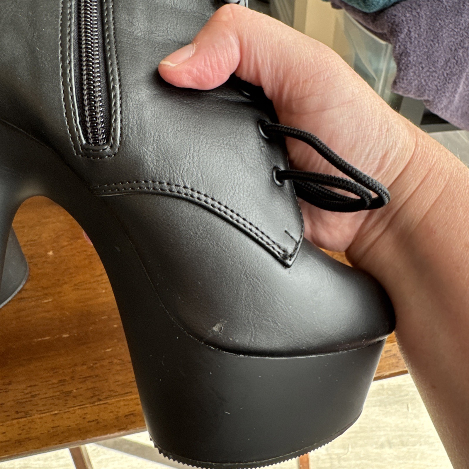 Pleasure Delight 1020 6” Heel Leather Lace-Up Front Ankle Boots Adult Women SZ 8