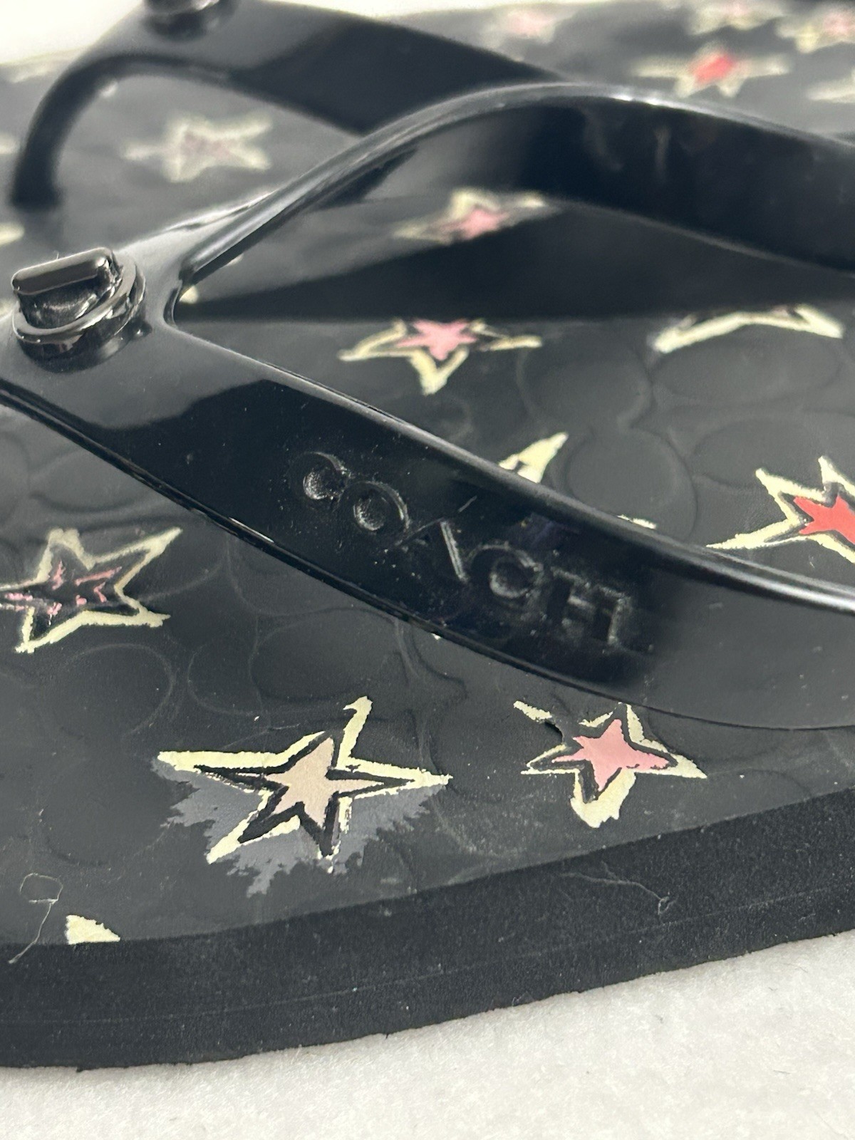 COACH Abbigail Stars Print Flip Flops Thong Sandals Women’s Size 5B Summer Beach