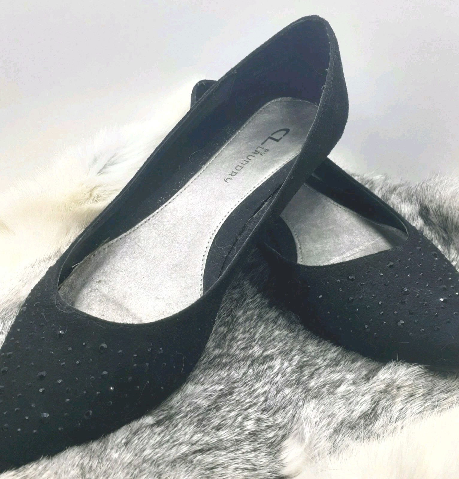Dressy Shoes Non Slip Black Light Glitter 9.5 CL by Laundry Semi Low Wedge