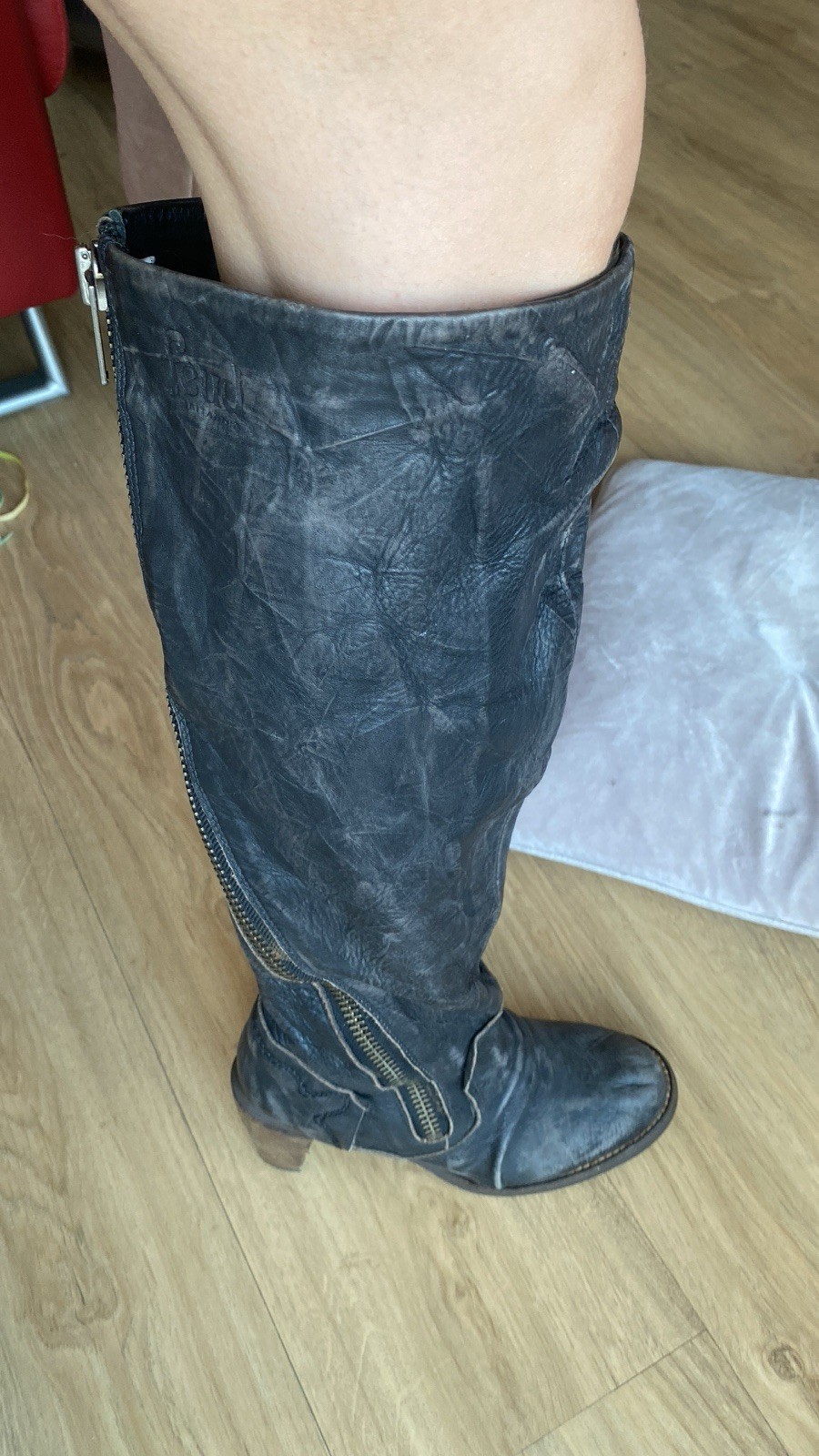 Designer boots winter boots 39 real leather grey biker boots women heel