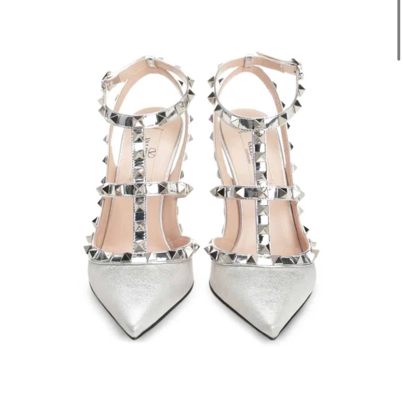 Valentino Garavani Rockstud 100 leather-trimmed glitter pumps