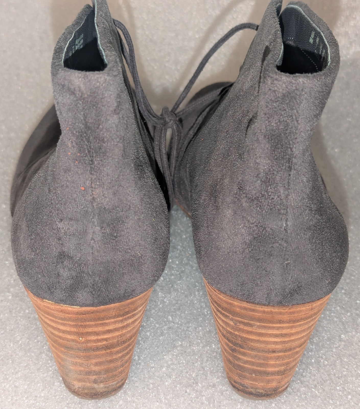 Dr. Scholl’s Women’s Dakota Wedge Boot Gray Fabric Lace Up Size 9 M / 39