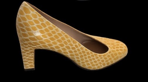 Women’s Yellow Snake-Embossed Leather Pump Heels US 8.5