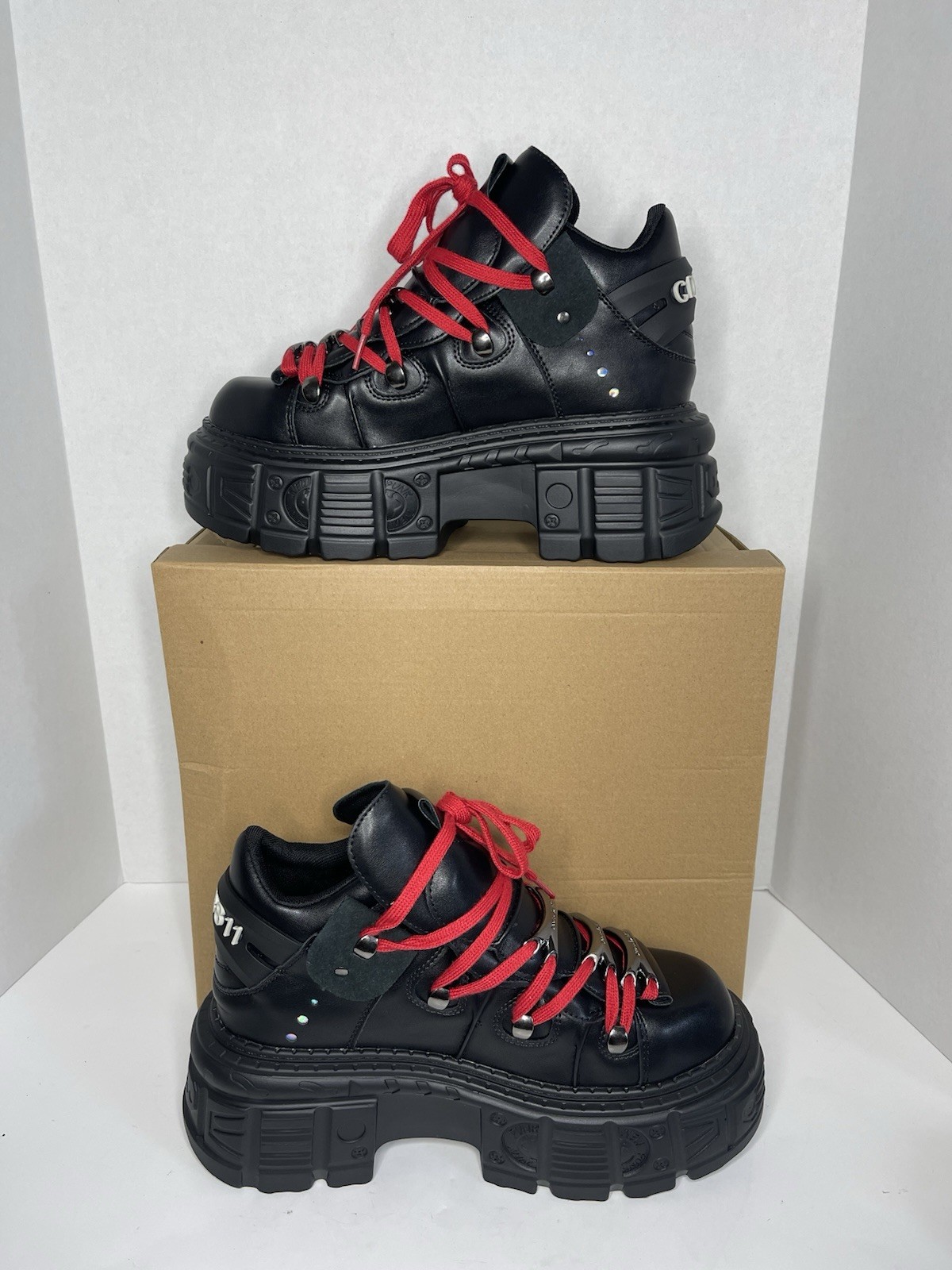 Punk Y2K Graffiti Platform Ankle Boots – Black/Red –Rock Gothic| EUR 44/ US 10