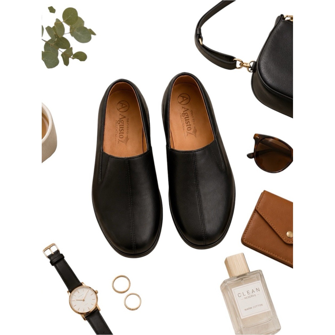 Agusto Calzado Black Leather Comfort Slip On Shoes Women’s US 6 EU 36–37 Easy