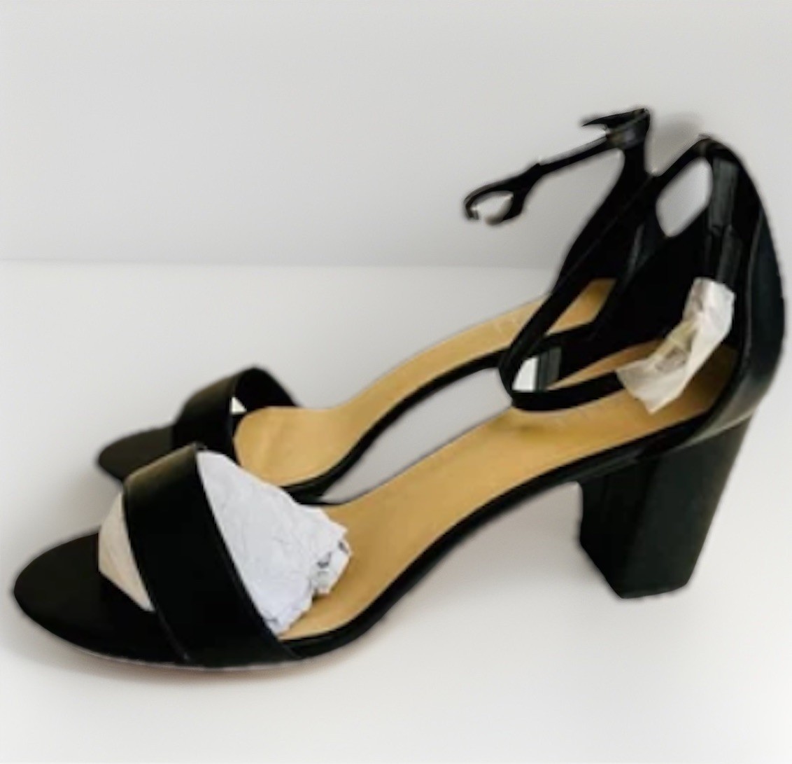 NIB New In Box Sz 11 Strappy Black Block Heels Shoes 3.25” Sandals Dressy