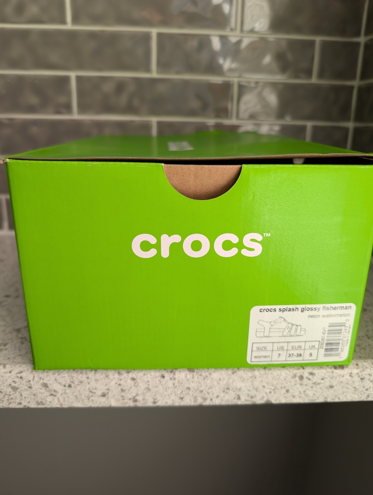 Crocs Splash Glossy Fisherman Women’s Sandals White Black Neon Watermelon 209267