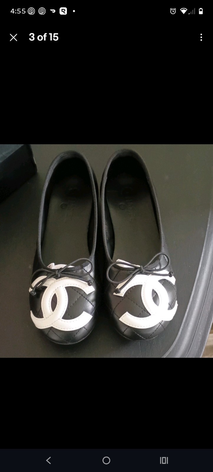 Chanel Cambon black white ballet slipper 7.5 new in box Authentic