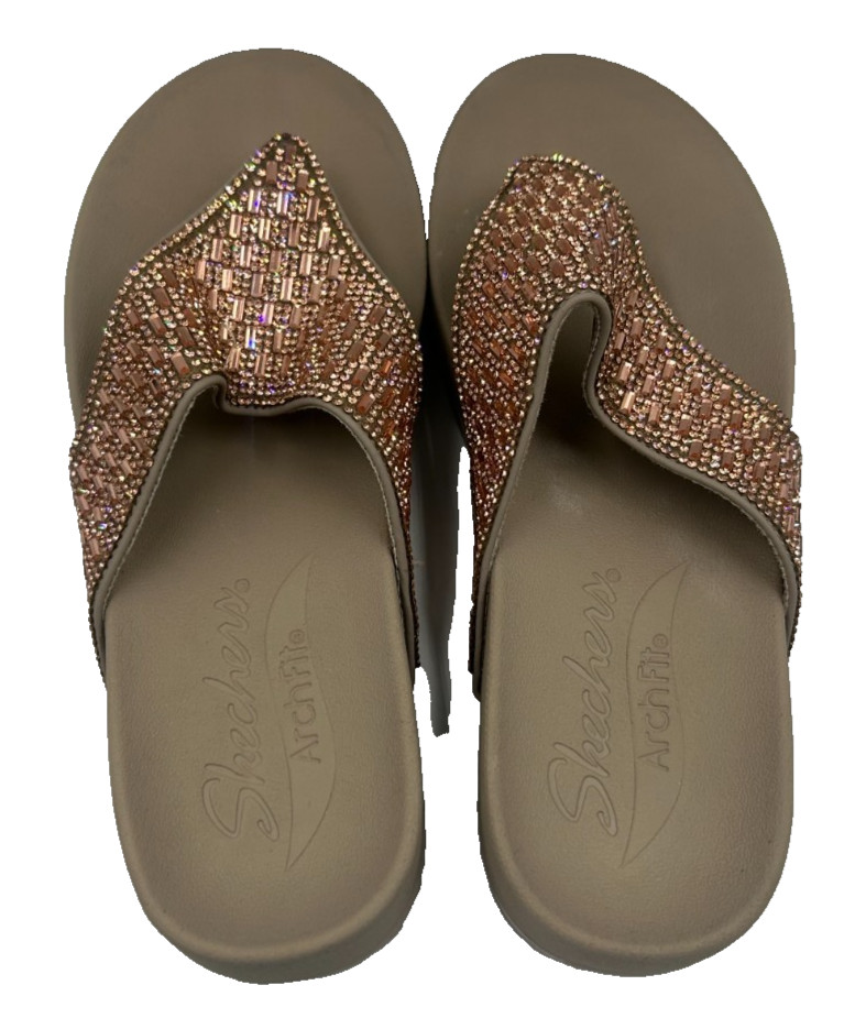 Skechers Women’s Go Walk Arch Fit Platform Slide Sandals Taupe Size:6 152A