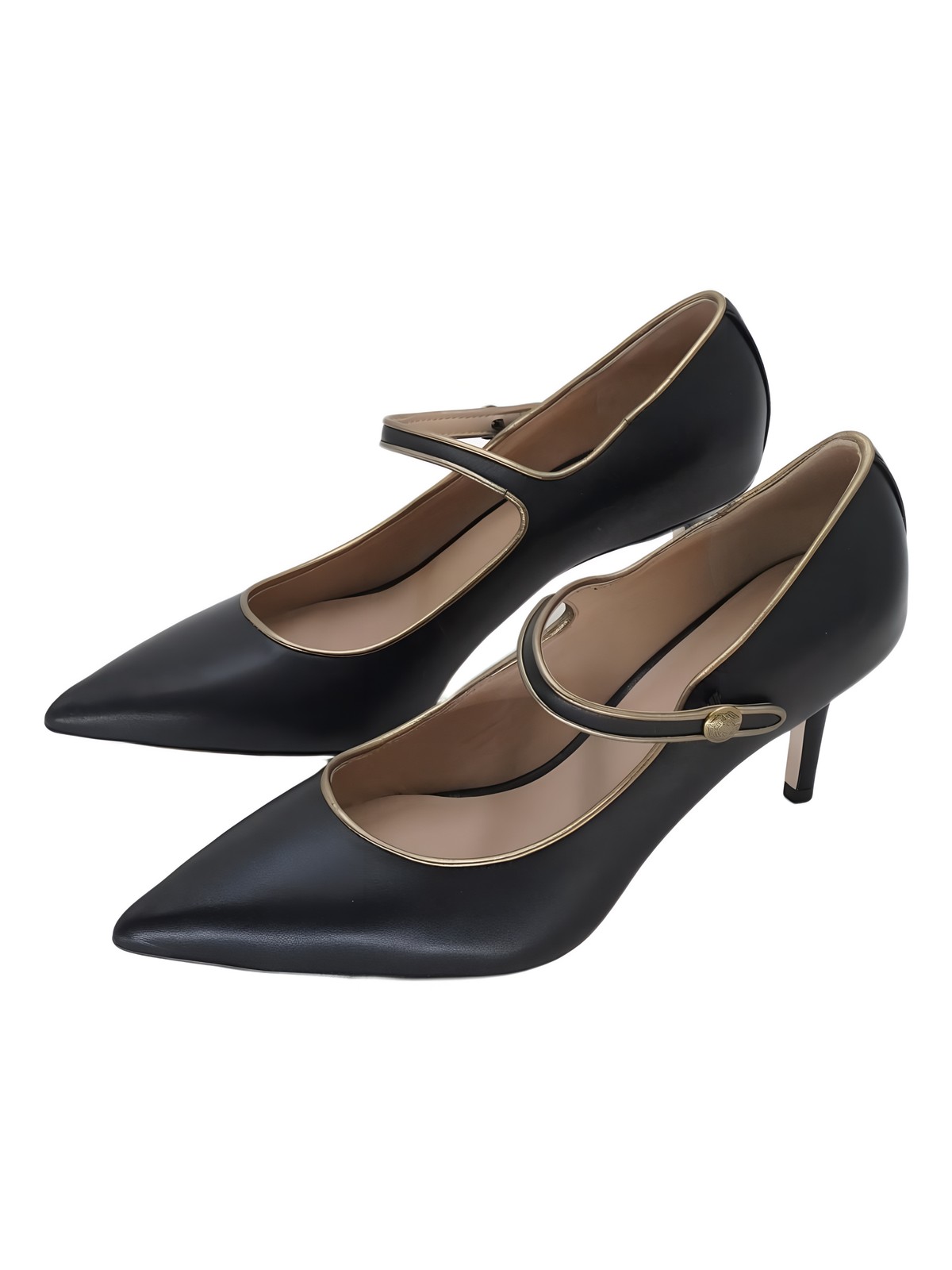 Lauren Ralph Lauren Lanette Mary Jane Pump 2.75in Black/Gold US 7.5 EU 37.5