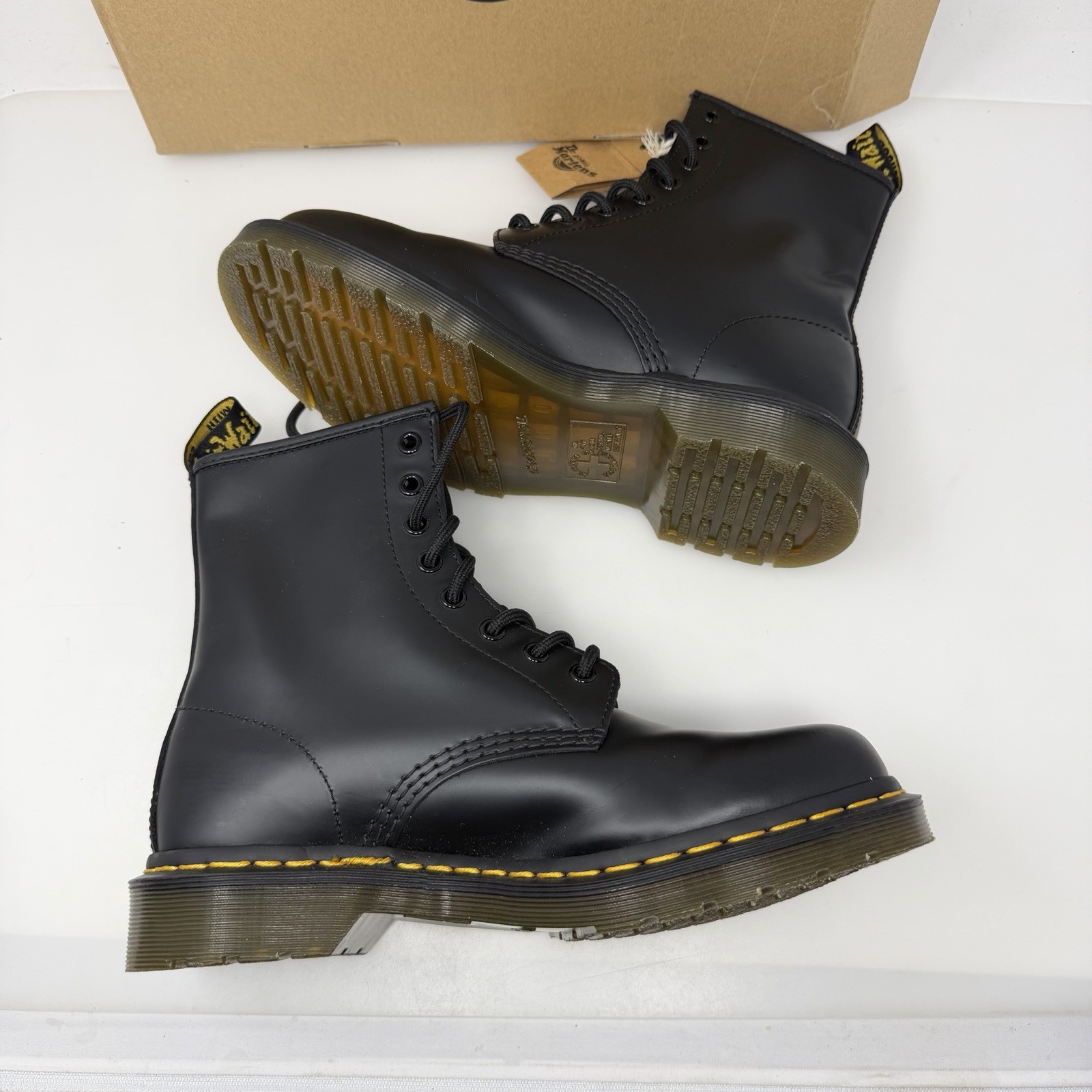 Dr. Martens 1460 W Black Smooth Leather Combat Boots Women Sz 8 New 11821006