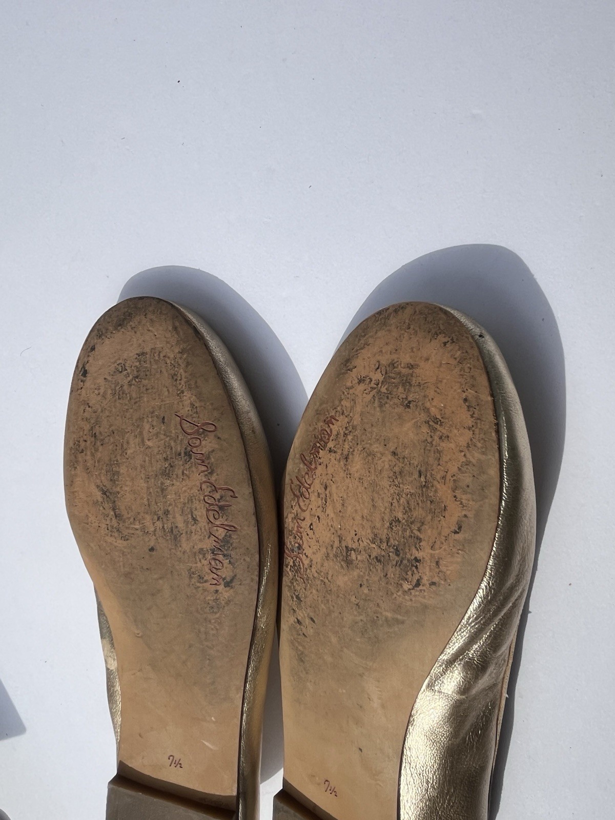 Sam Edelman Felicia Luxe Ballet Flats Shoes Gold Metallic Leather Sz 7.5