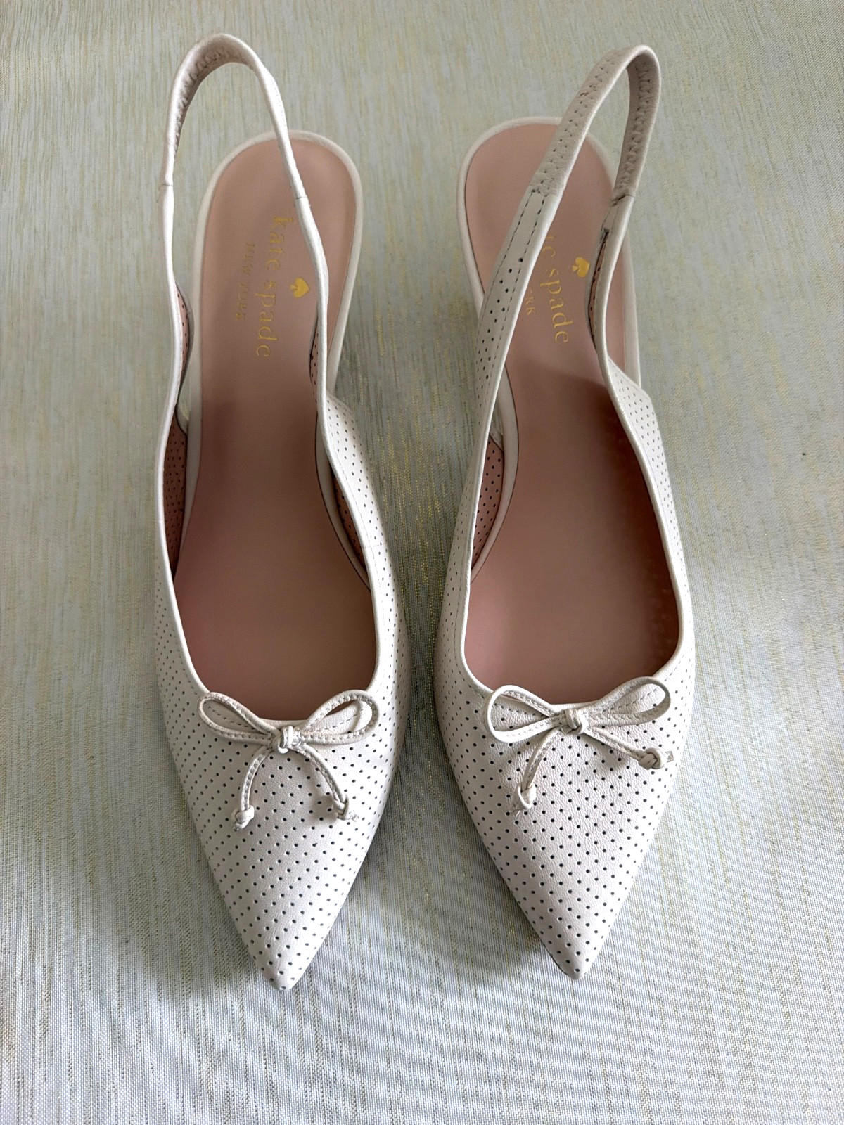 Kate Spade Trish Slingback w/ Kitten Heel Parchment Sz 10.5 $248 SOLD OUT!!