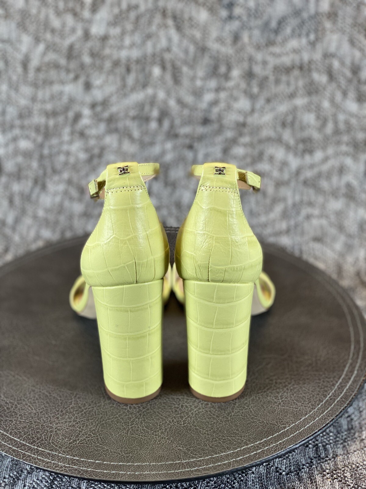 Sam Edelman Yaro Sandal Block Heels Size 9 M Kiwi Croco