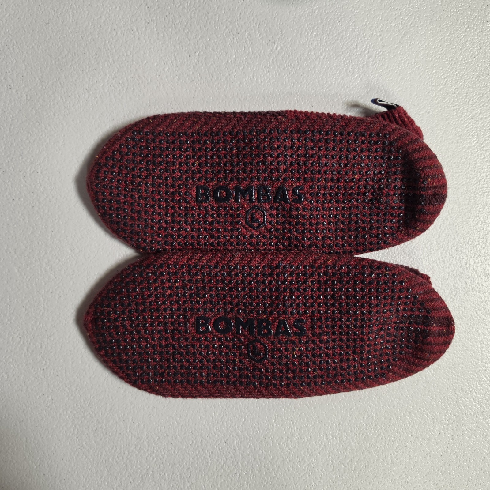 Bombas – Gripper Slippers – House Shoes Socks – Red/Maroon – Large