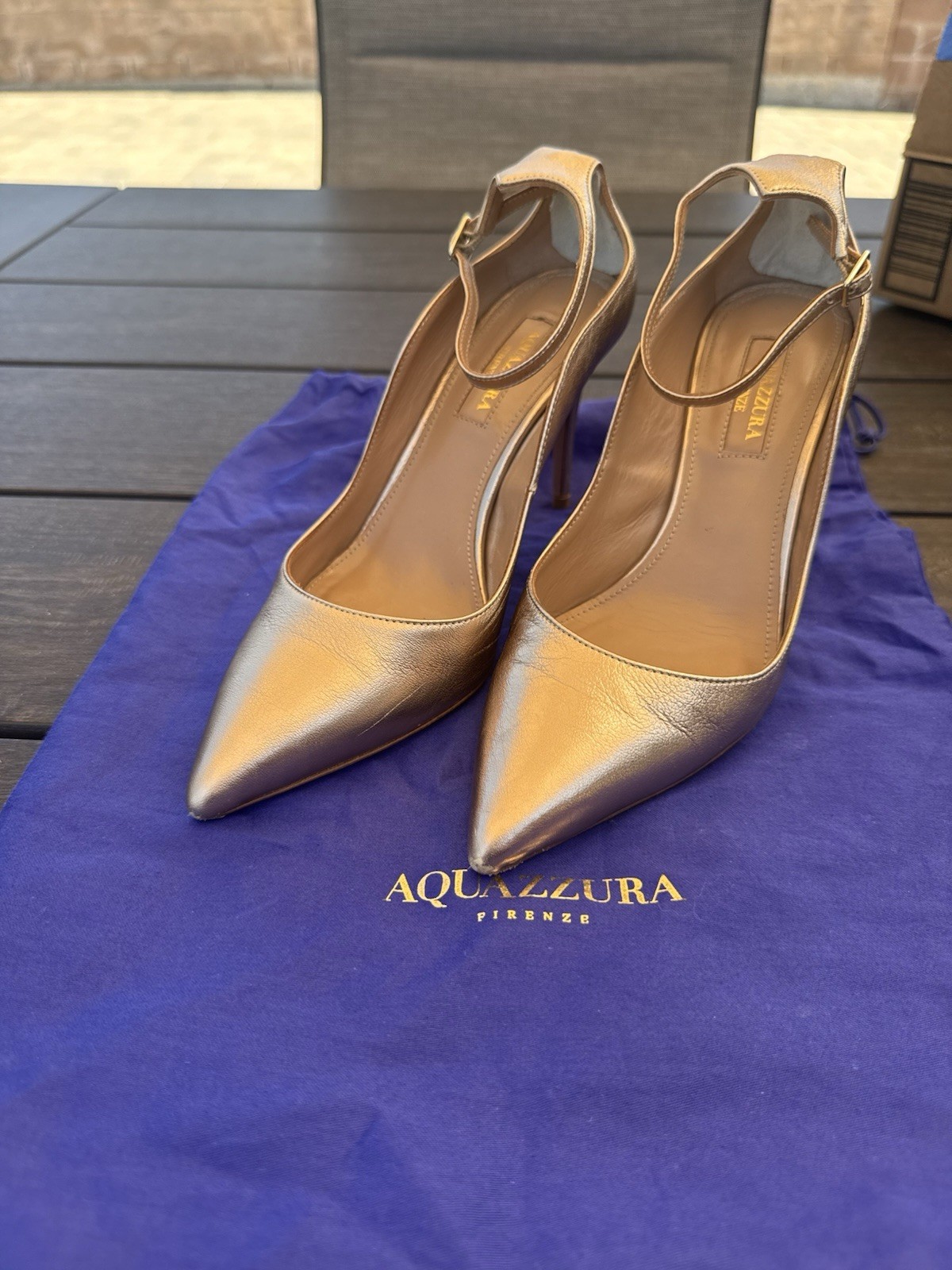 Aquazurra Gold Leather Heels
