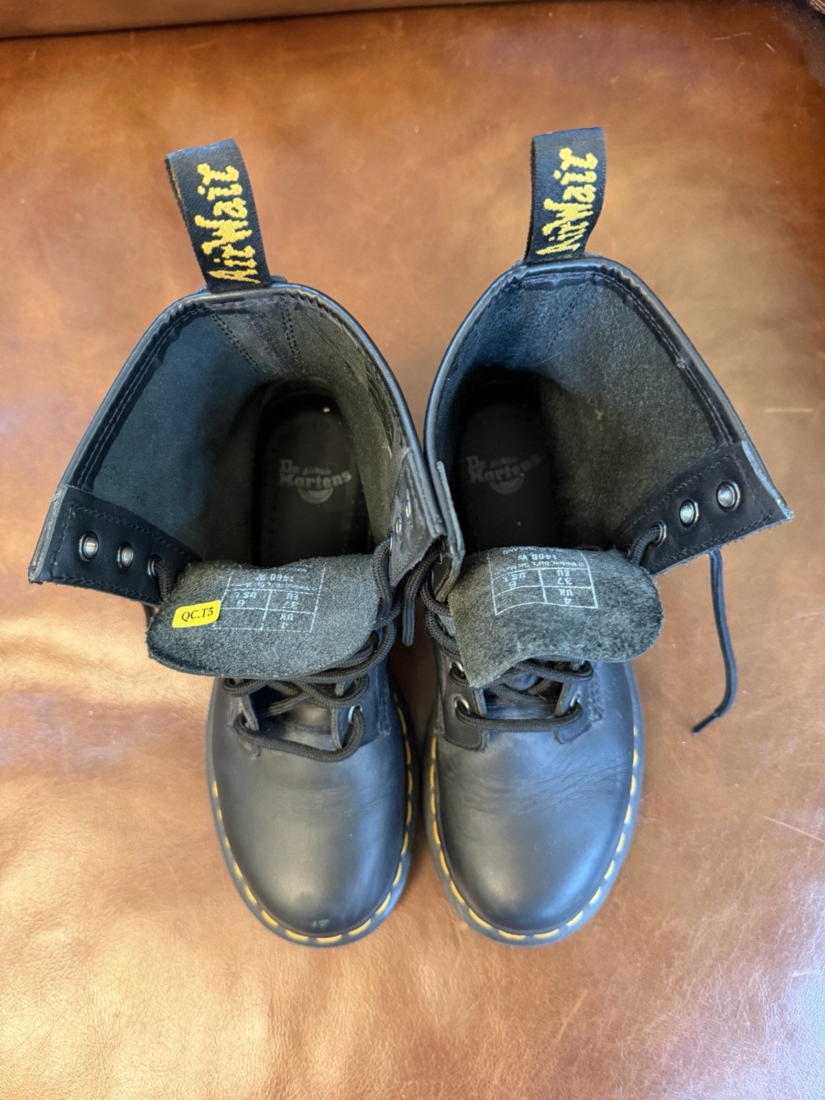 Dr. Martens 1460W Black Leather Combat Ankle Boots Lace-Up Womens US 6 EU 37