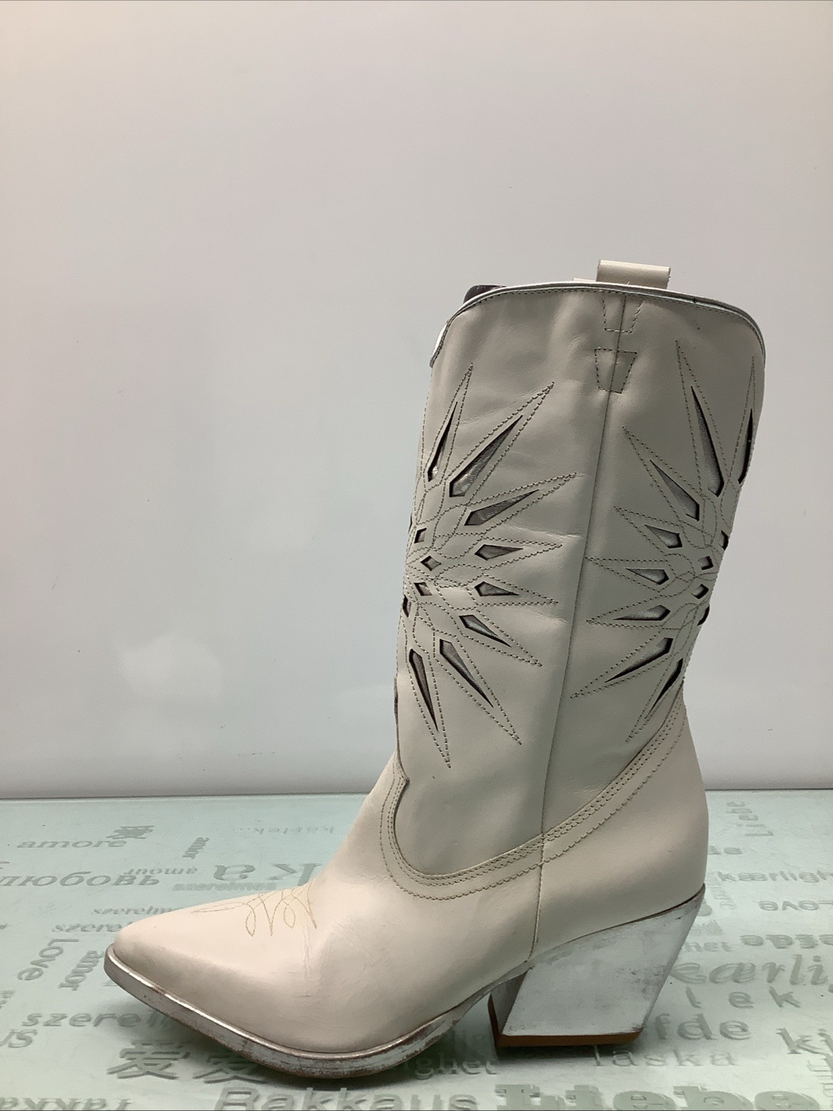 Golo Mae Sun Inlay Western White Boot Women’s SZ 6.5B,preowned.