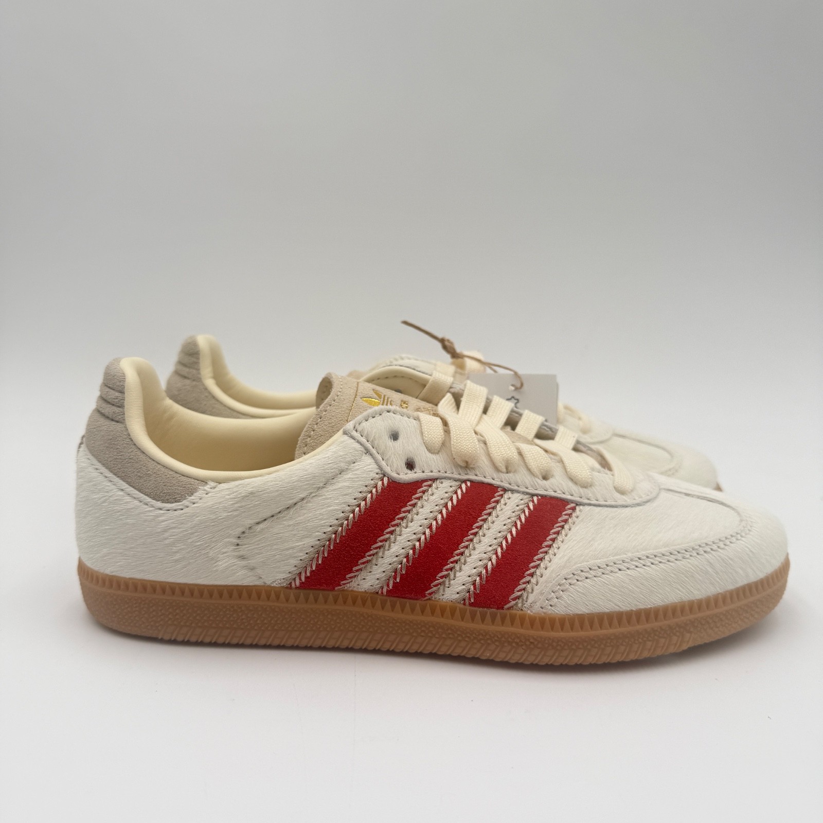 Adidas Women’s Size 10.5 Samba OG Pony Hair Pack – Wonder Beige Better Scarlet