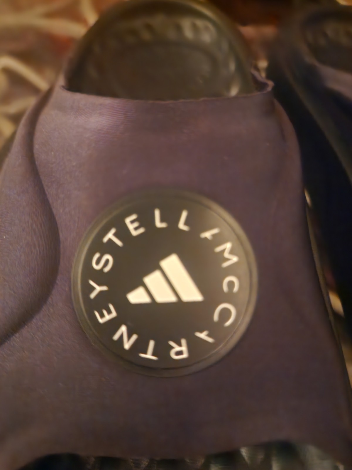 Adidas X Stella McCartney Slides Black SM Trifoil Logo JS0265 Women 8/ 8.5 NWT!