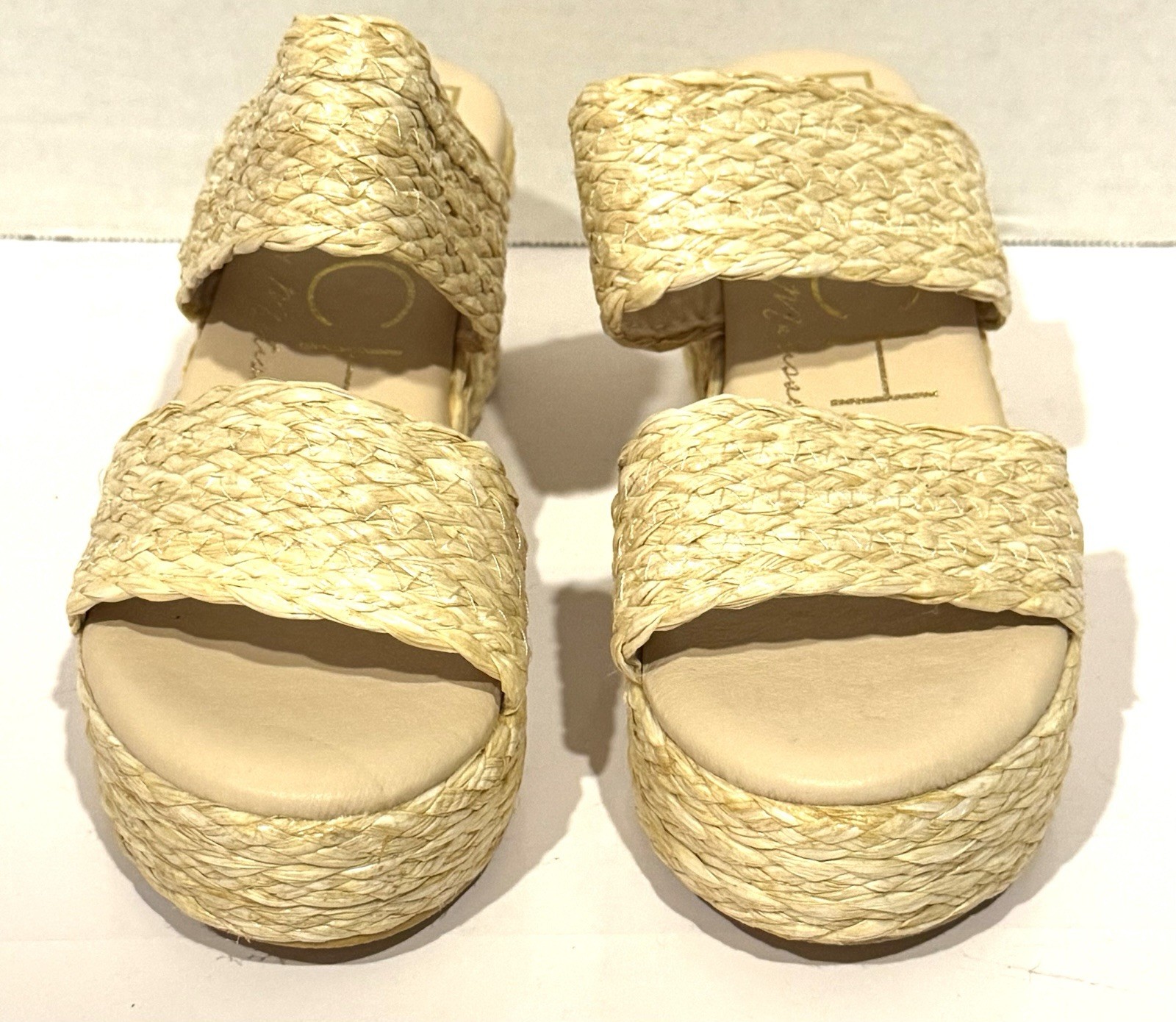 Matisse Raffia Platform Sandals Women’s Block Heel Slides Size 8 US NEW!