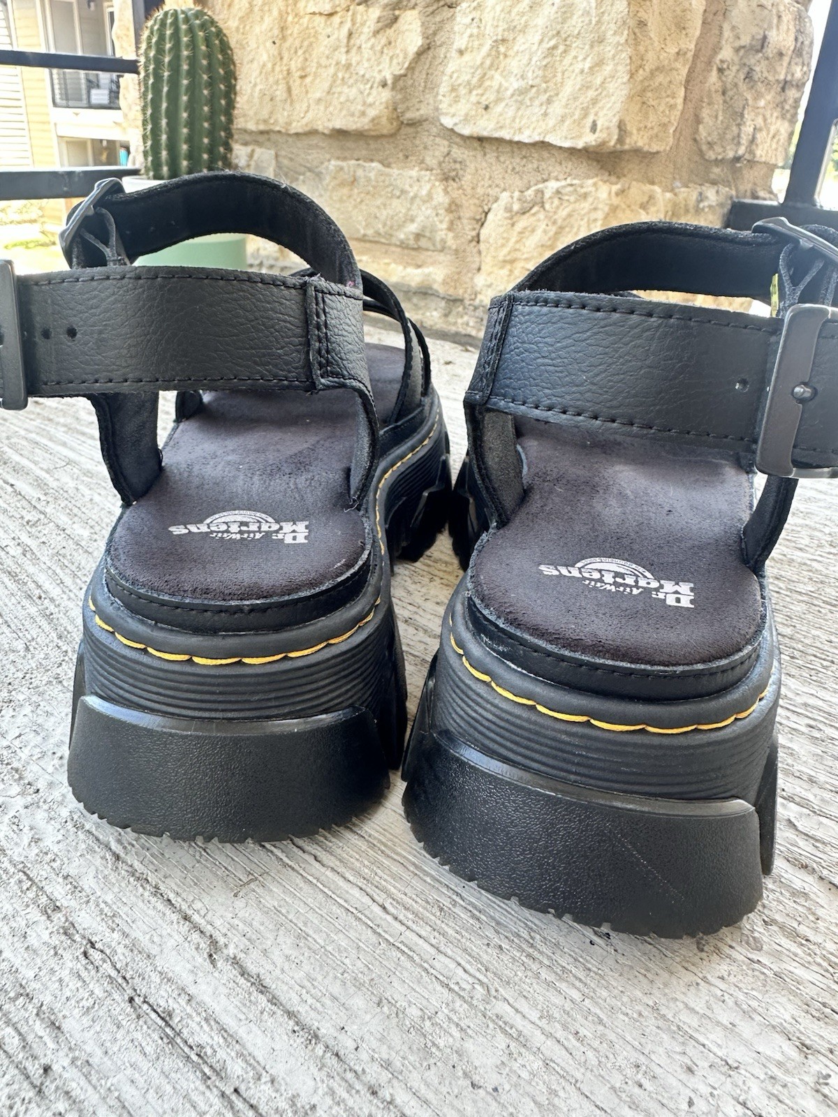 Dr. Martens Mattison 2 Strap Platform Sandals Black Leather Women’s Used