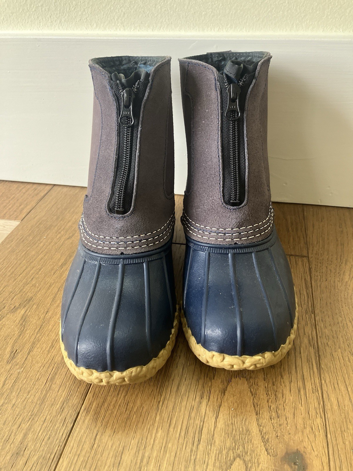 LL Bean Blue Front Zip Fleece Lined Insulated Duck Boots Women’s 6 , 8 9 11