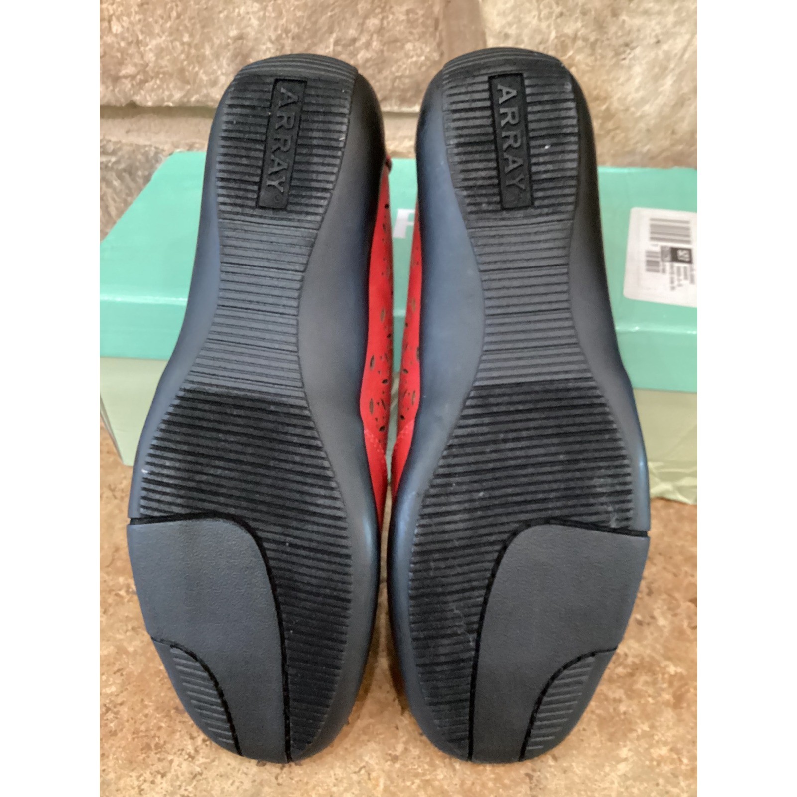 Array Jordan Red Laser Cut Perforated Slip On Ballet Flats Womens 8 New