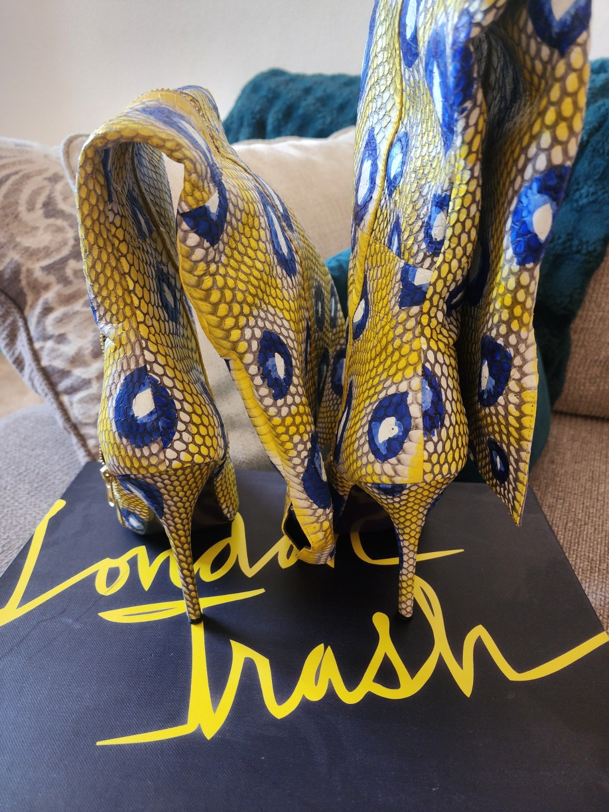 London Trash Lorelei Painted Snakeskin Boots Size 10