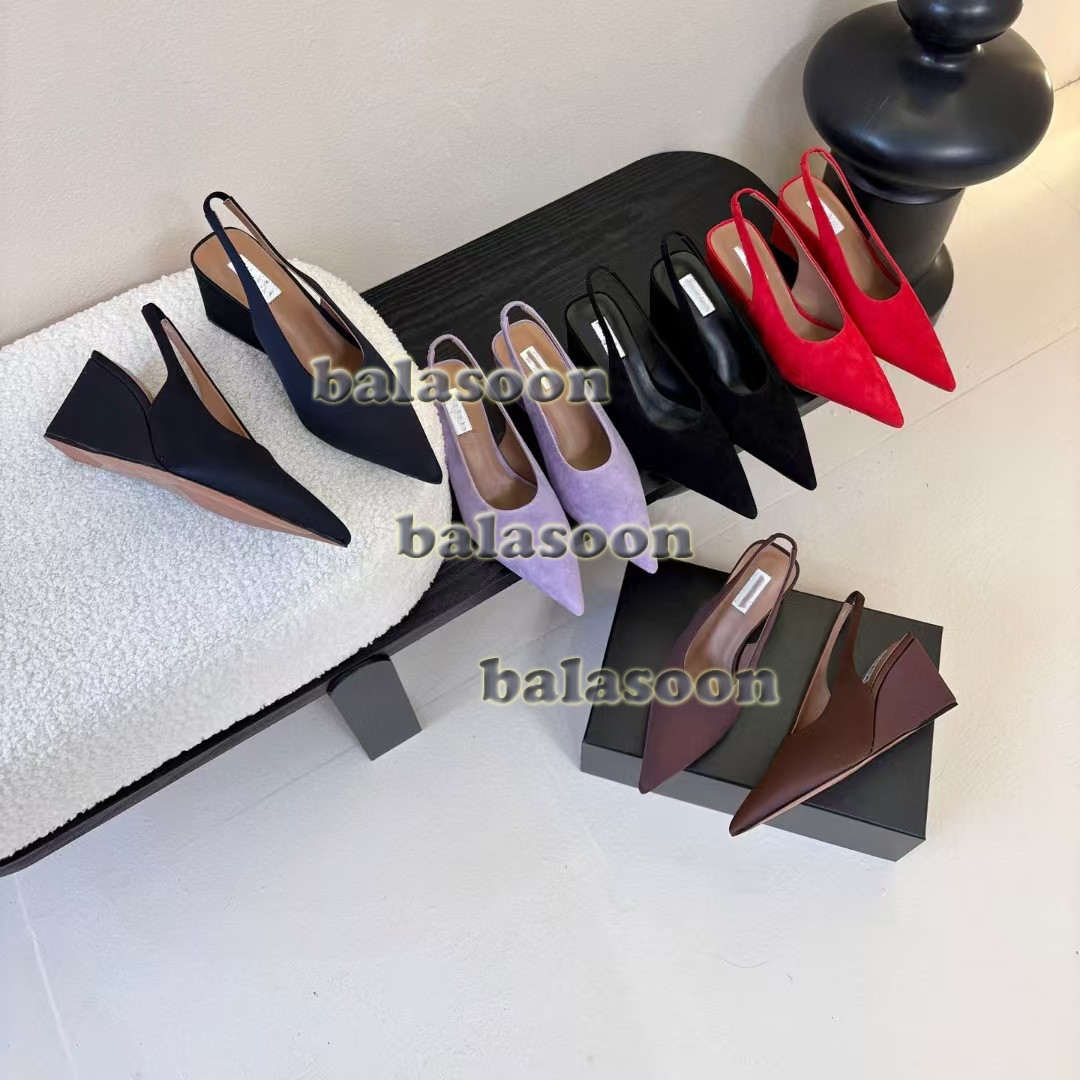 2026 spring simple leather round head wedge heel Baotou semi-trailer sandals
