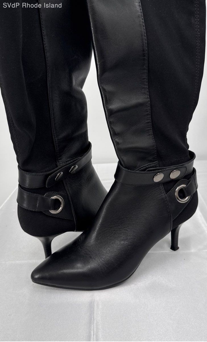 Tahari Tabor Black Leather Heels Boot Women 5