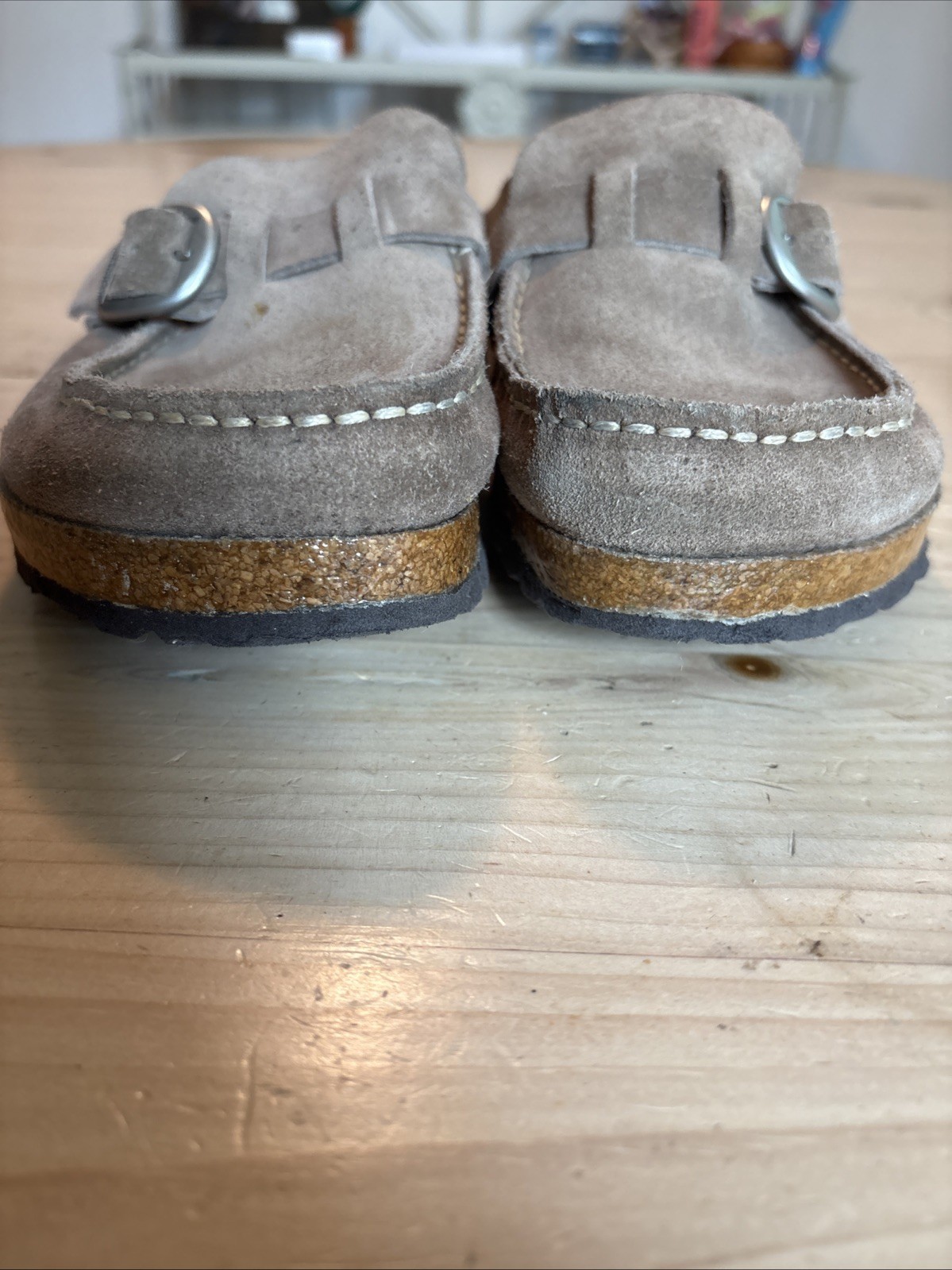 Birkenstock Women’s BUCKLEY Taupe Brown Suede Clogs Size 38 /US 7.5
