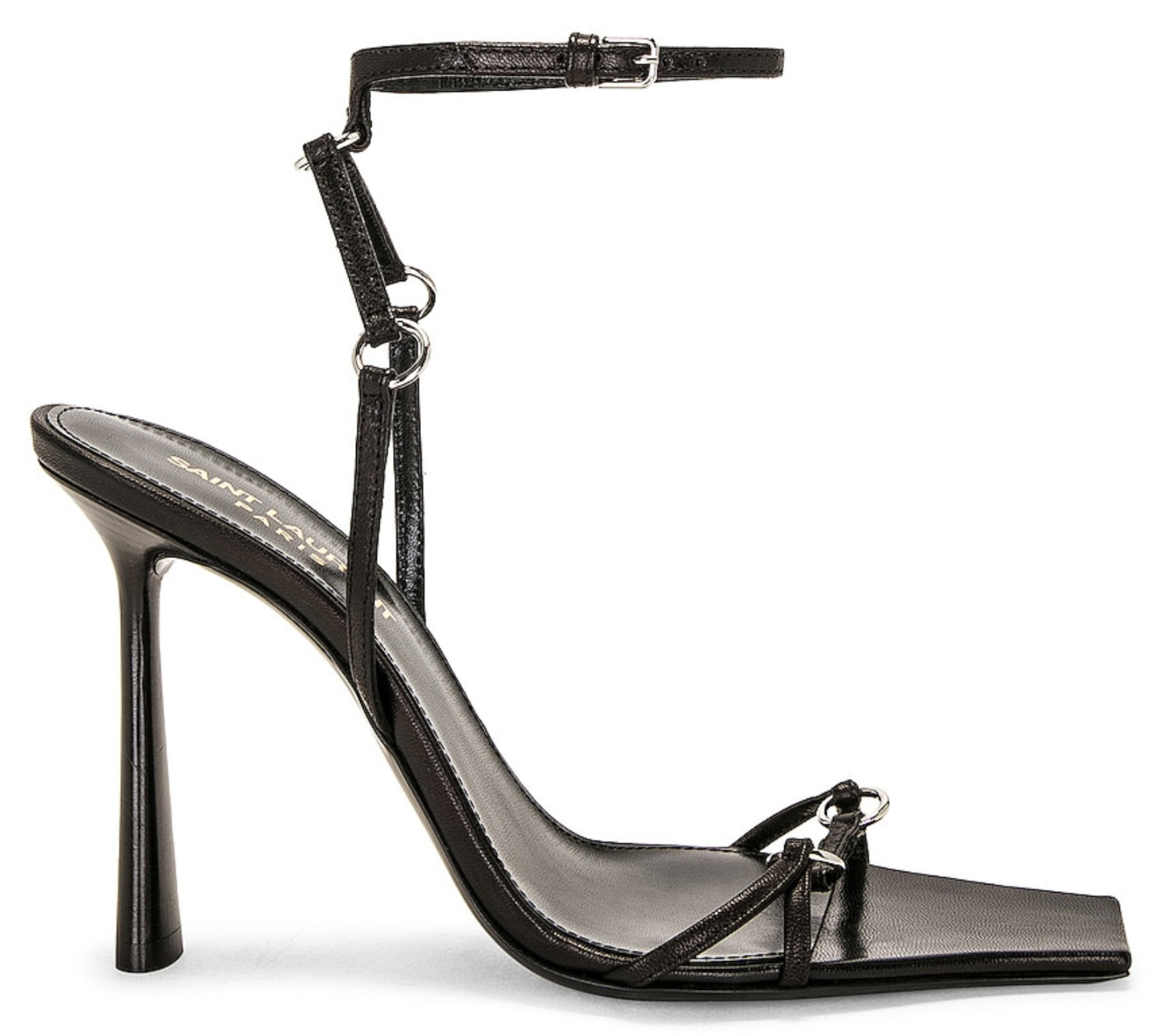 NIB Saint Laurent YSL Nova Black Leather Ring Strappy Sandals Pumps 36.5 $1495