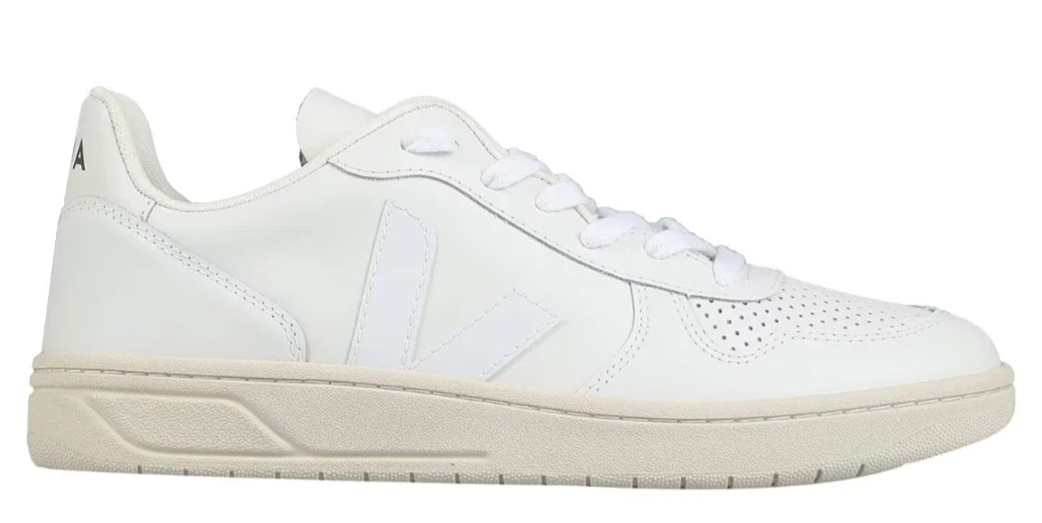 VEJA™ (Women’s 8.5) V-12 Leather Sneakers in Extra-White – $180