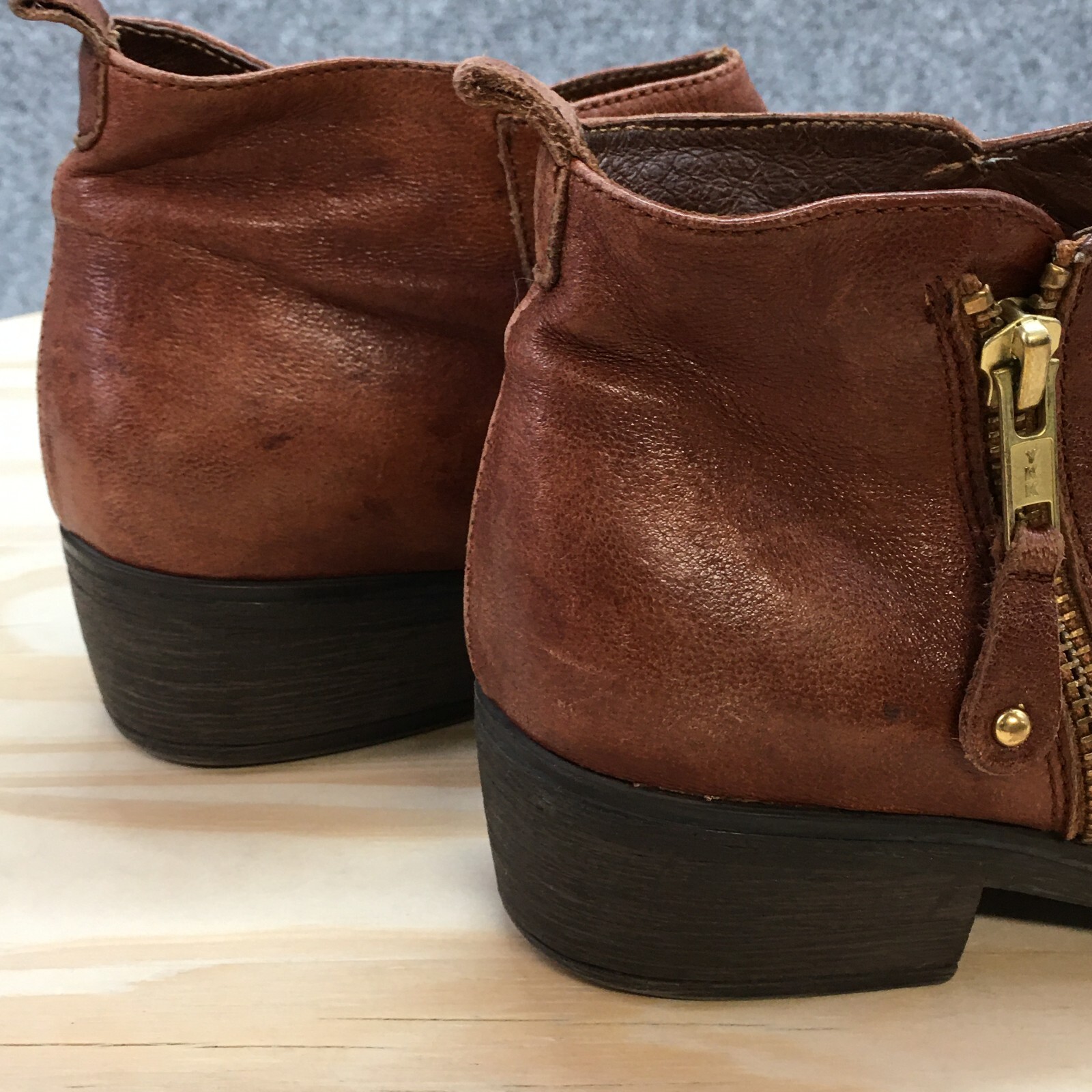 Eric Michael Boots Womens 36 London Ankle Booties Brown Leather Side Zip Heels